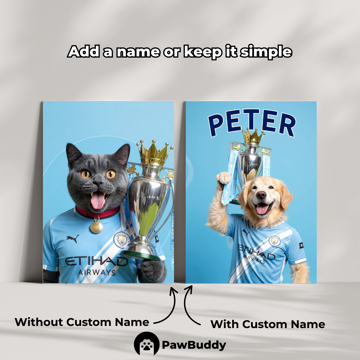 Custom Pet Poster Sky Trophy Soccer Portrait – Personalized High-Resolution Matte Print for Wall Art, Home Decor, or Unique Gifts for Pet Lovers (Frame Not Included)