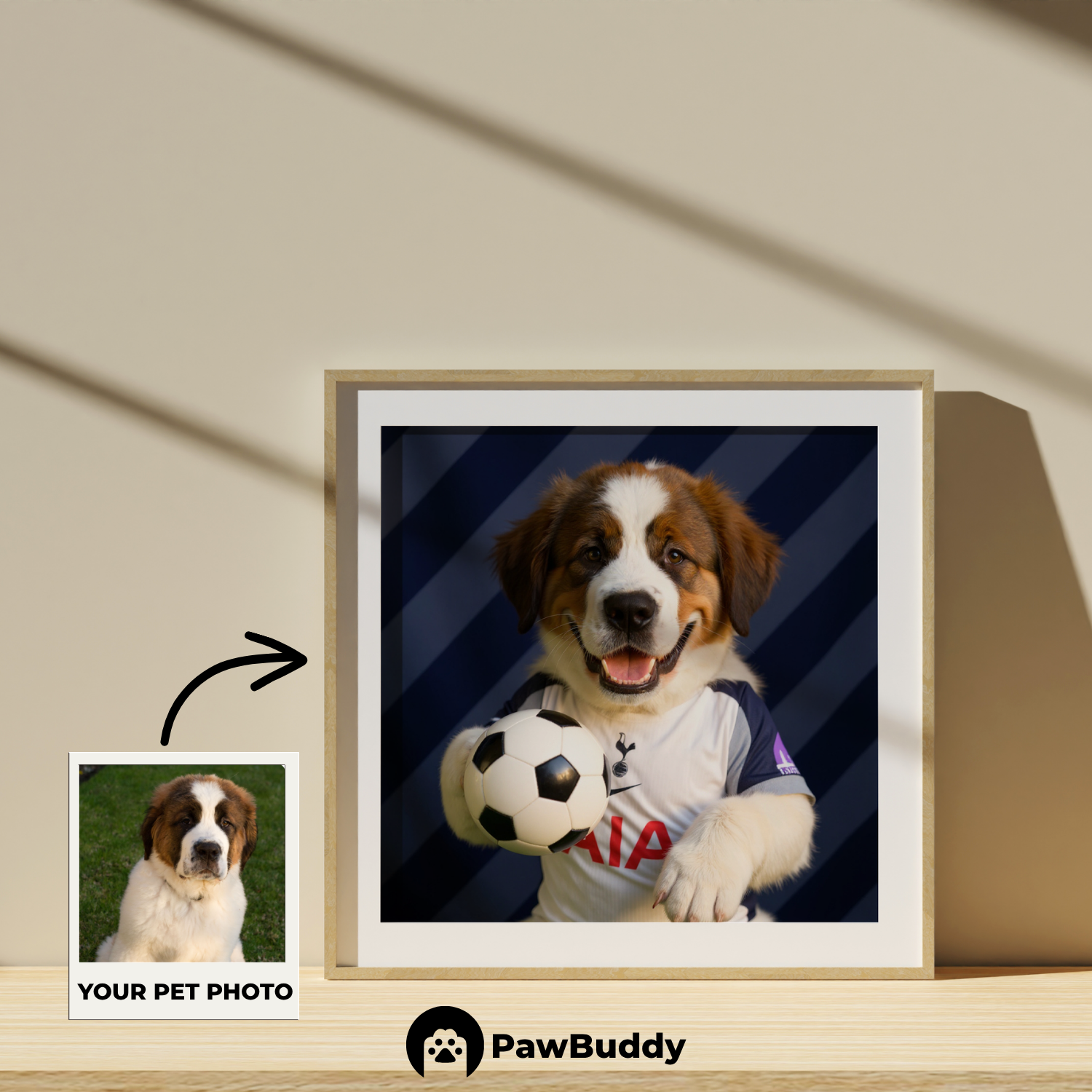 Custom Pet Poster Midnight Defender Soccer Portrait – Personalized High-Resolution Matte Print for Wall Art, Home Decor, or Unique Gifts for Pet Lovers (Frame Not Included)