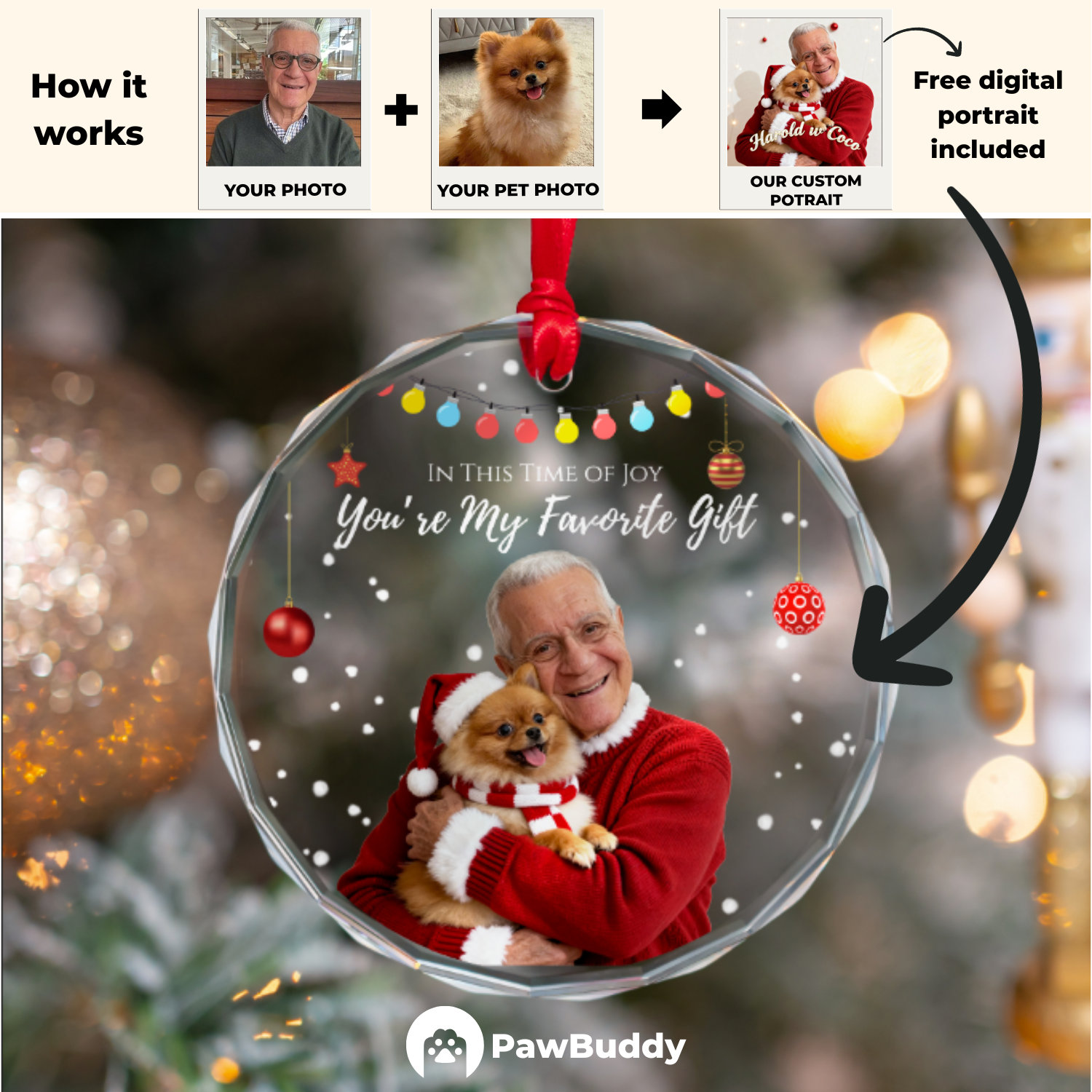 Custom Pet Crystal Glass Ornament Collection – Personalized High-Transparency Keepsake with One-Side Printing, Perfect for Year-Round Decor or Meaningful Gifts for Pet Lovers