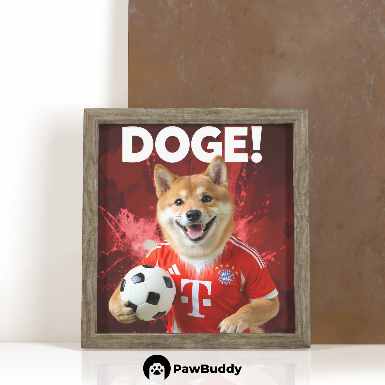 Custom Pet Poster Crimson Blazer Soccer Portrait – Personalized High-Resolution Matte Print for Wall Art, Home Decor, or Unique Gifts for Pet Lovers (Frame Not Included)
