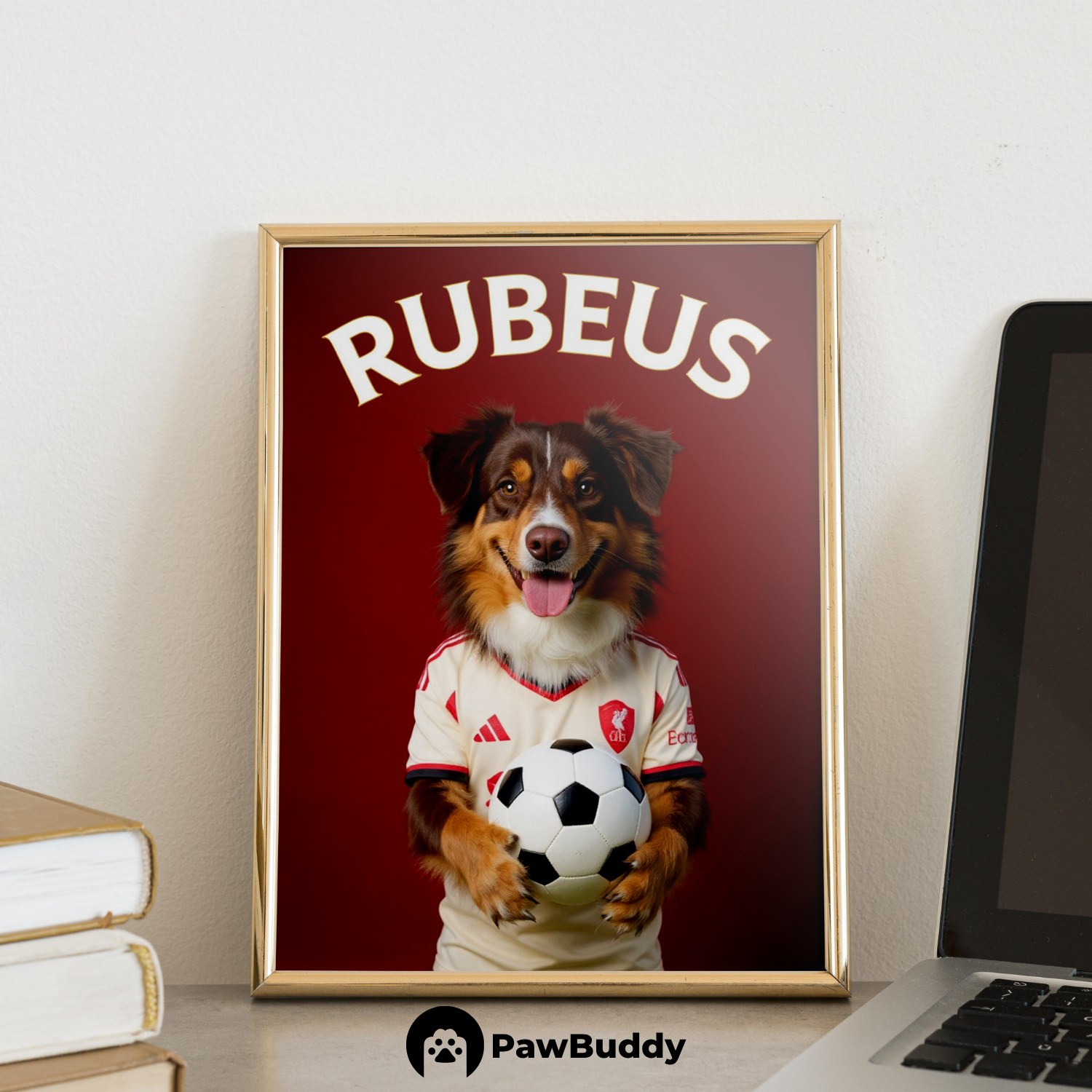 Custom Pet Poster Scarlet Valor Soccer Portrait – Personalized High-Resolution Matte Print for Wall Art, Home Decor, or Unique Gifts for Pet Lovers (Frame Not Included)