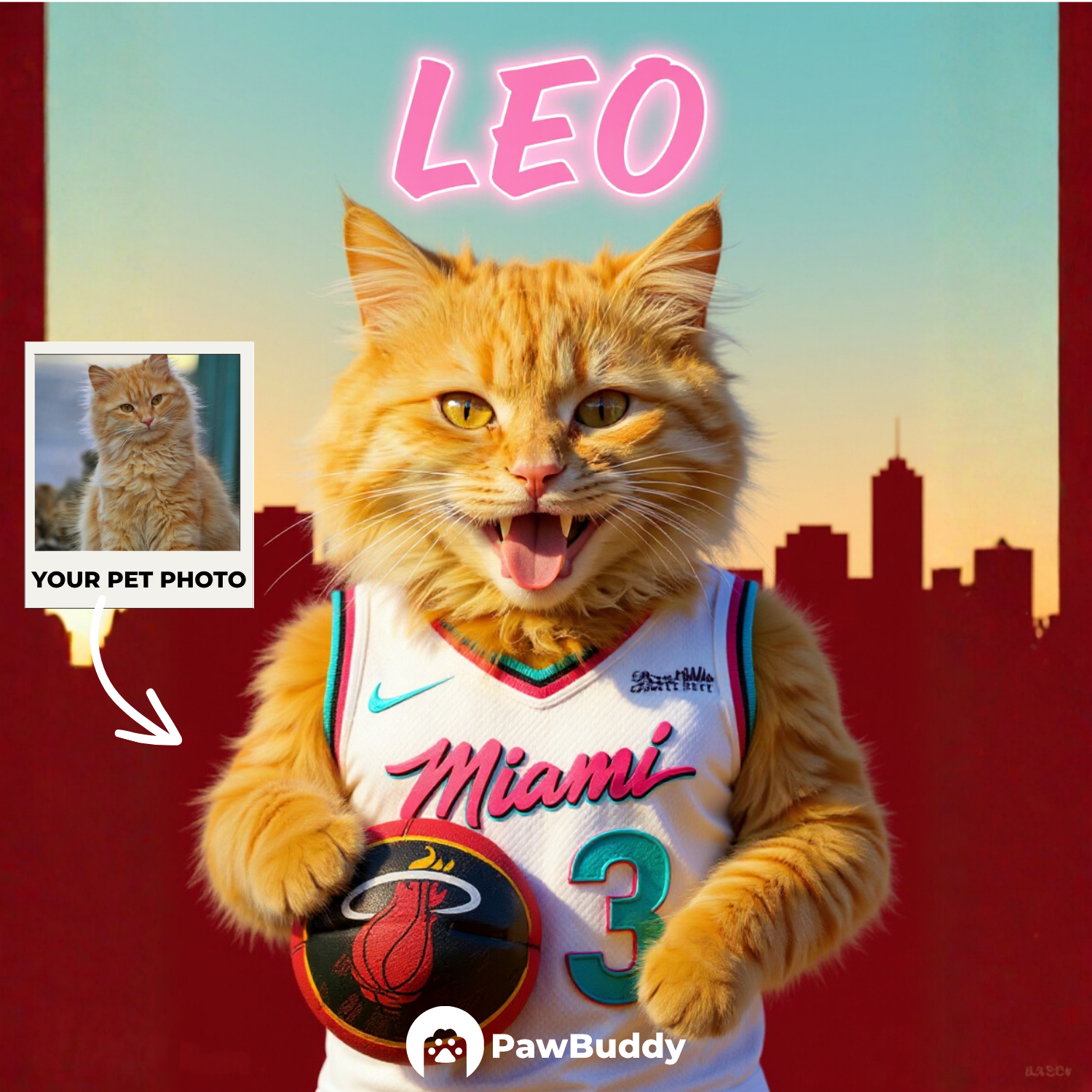 Custom Pet Portrait Basketball All-Star Digital Artwork - Personalized High-Resolution Artwork for Pet Lovers, Perfect for Online Sharing or as a Unique Sport-Themed Keepsake