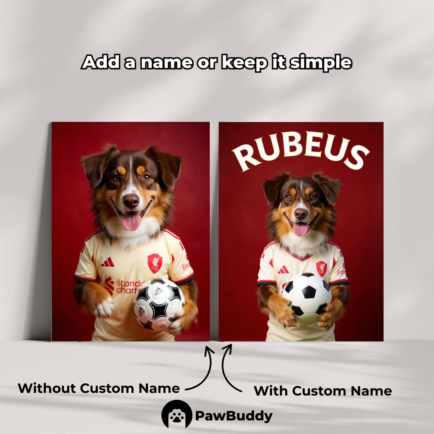 Custom Pet Poster Scarlet Valor Soccer Portrait – Personalized High-Resolution Matte Print for Wall Art, Home Decor, or Unique Gifts for Pet Lovers (Frame Not Included)