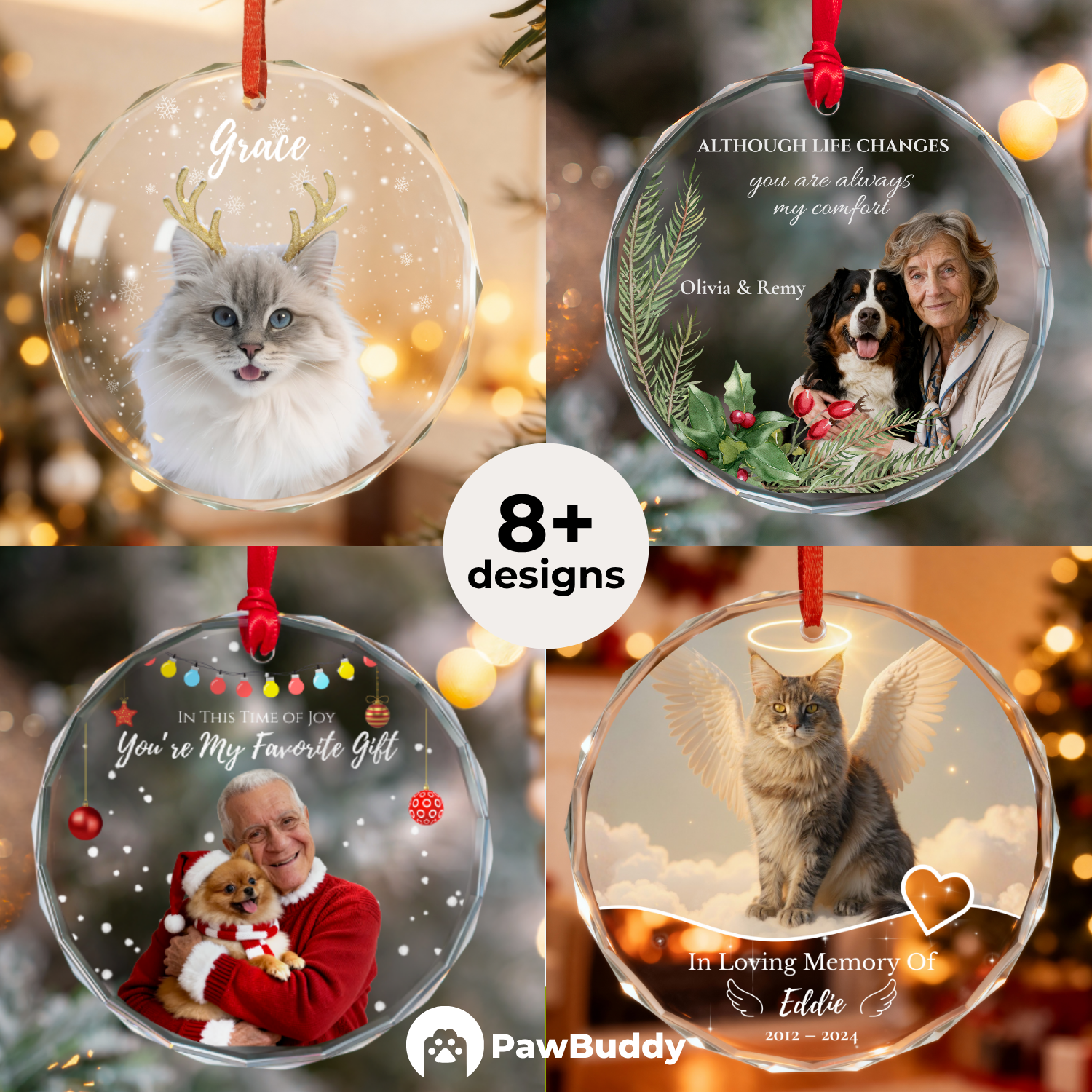 Custom Pet Crystal Glass Ornament Collection – Personalized High-Transparency Keepsake with One-Side Printing, Perfect for Year-Round Decor or Meaningful Gifts for Pet Lovers