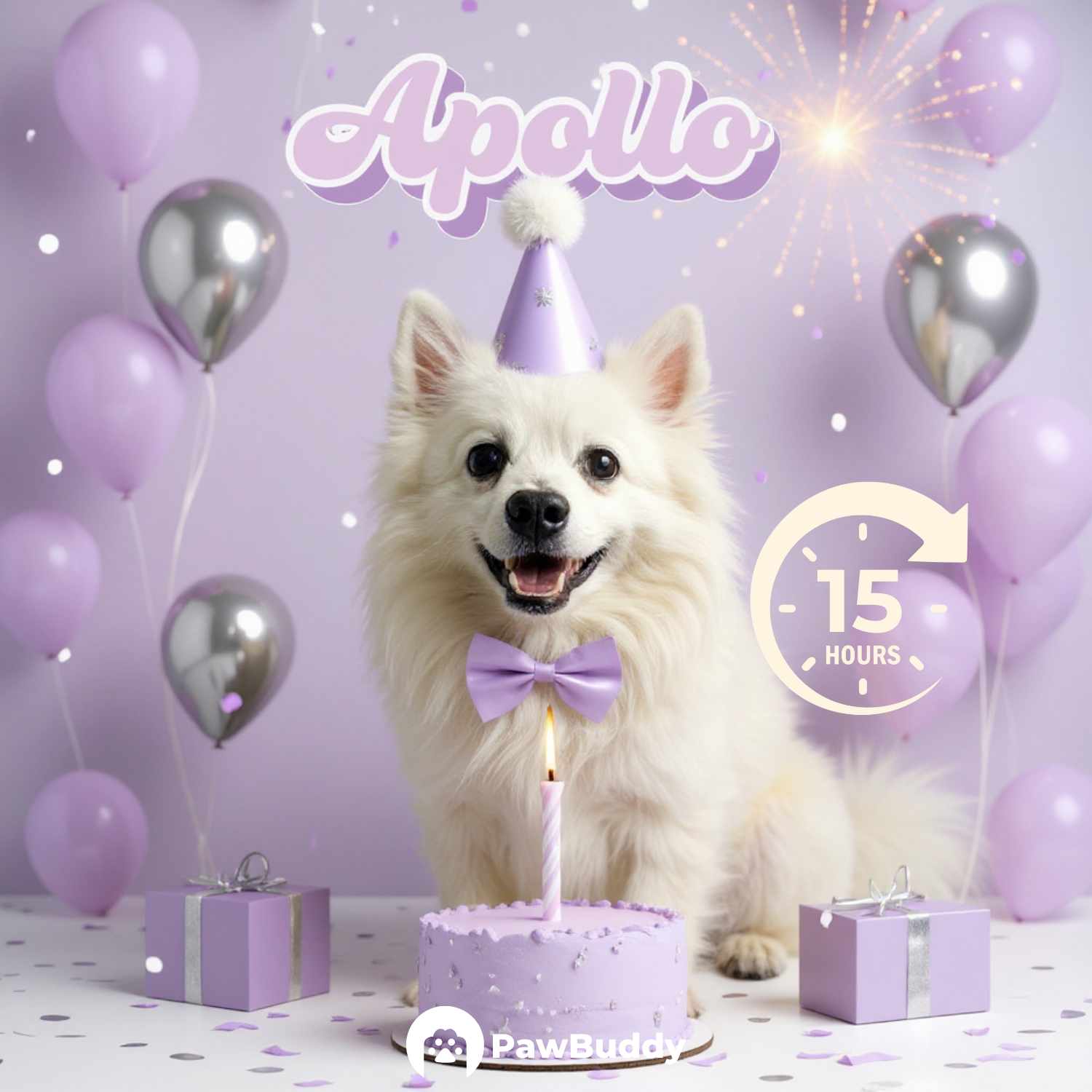 Custom Pet Portrait Lavender Dream Birthday Style Digital Artwork - Personalized High-Resolution Artwork for Pet Lovers, Perfect for Online Sharing or as a Unique Celebration-Themed Keepsake