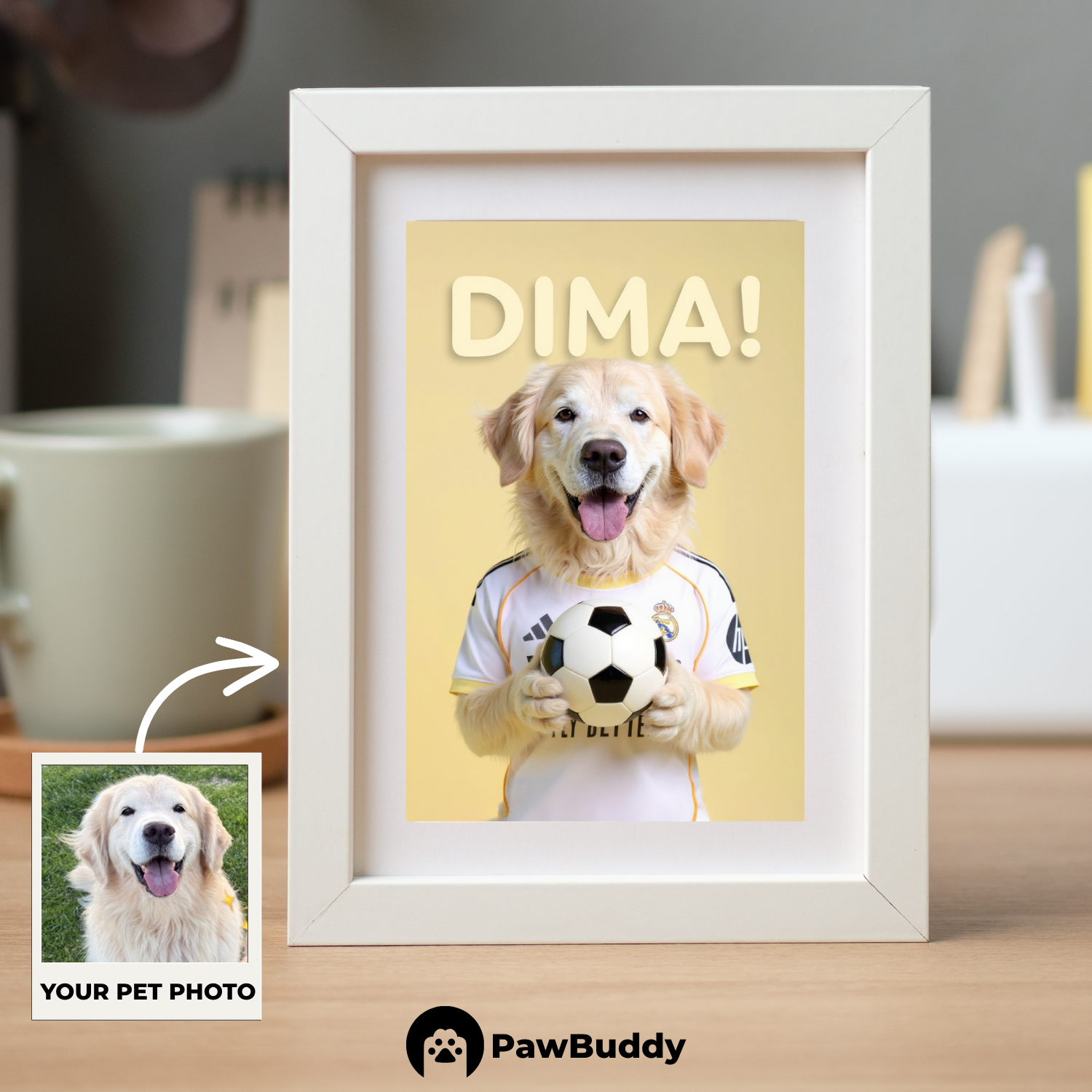 Custom Pet Poster Elegant White Victory Portrait – Personalized High-Resolution Matte Print for Wall Art, Home Decor, or Unique Gifts for Pet Lovers (Frame Not Included)