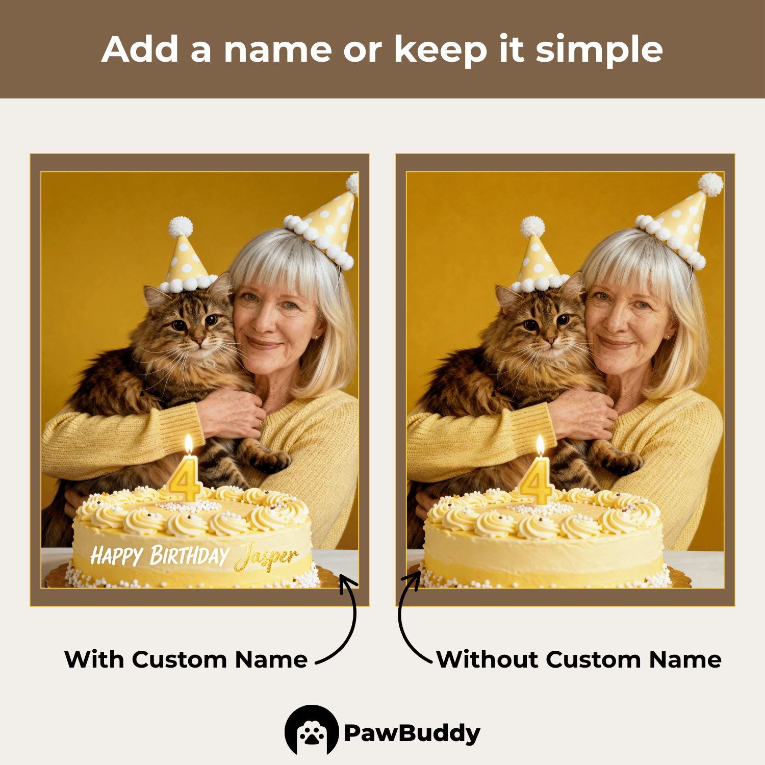 Custom Human & Pet Portrait Birthday Yellow Studio Theme Digital Artwork - Personalized High Resolution Artwork for Pet Lovers, Perfect for Online Sharing or as a Unique Birthday Keepsake