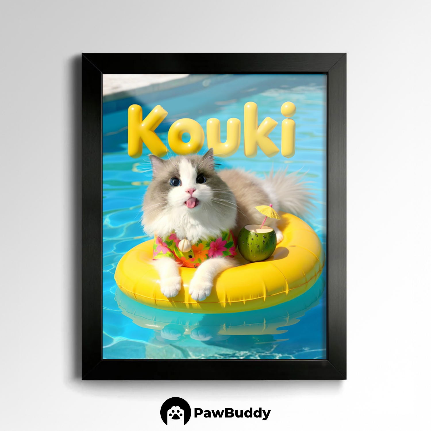 Custom Pet Poster Golden Wave Summer Portrait – Personalized High-Resolution Matte Print for Wall Art, Home Decor, or Unique Gifts for Pet Lovers (Frame Not Included)
