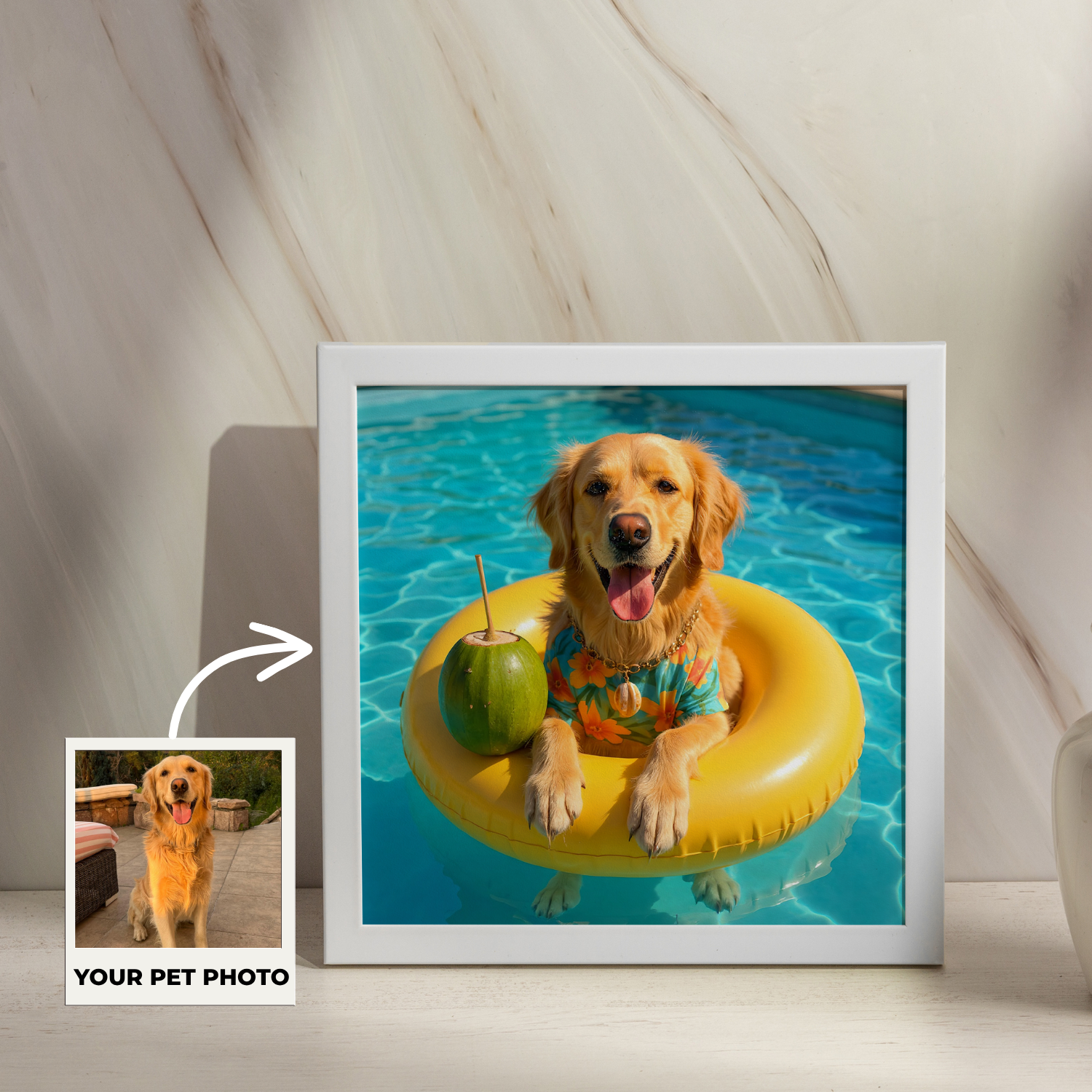 Custom Pet Poster Golden Wave Summer Portrait – Personalized High-Resolution Matte Print for Wall Art, Home Decor, or Unique Gifts for Pet Lovers (Frame Not Included)