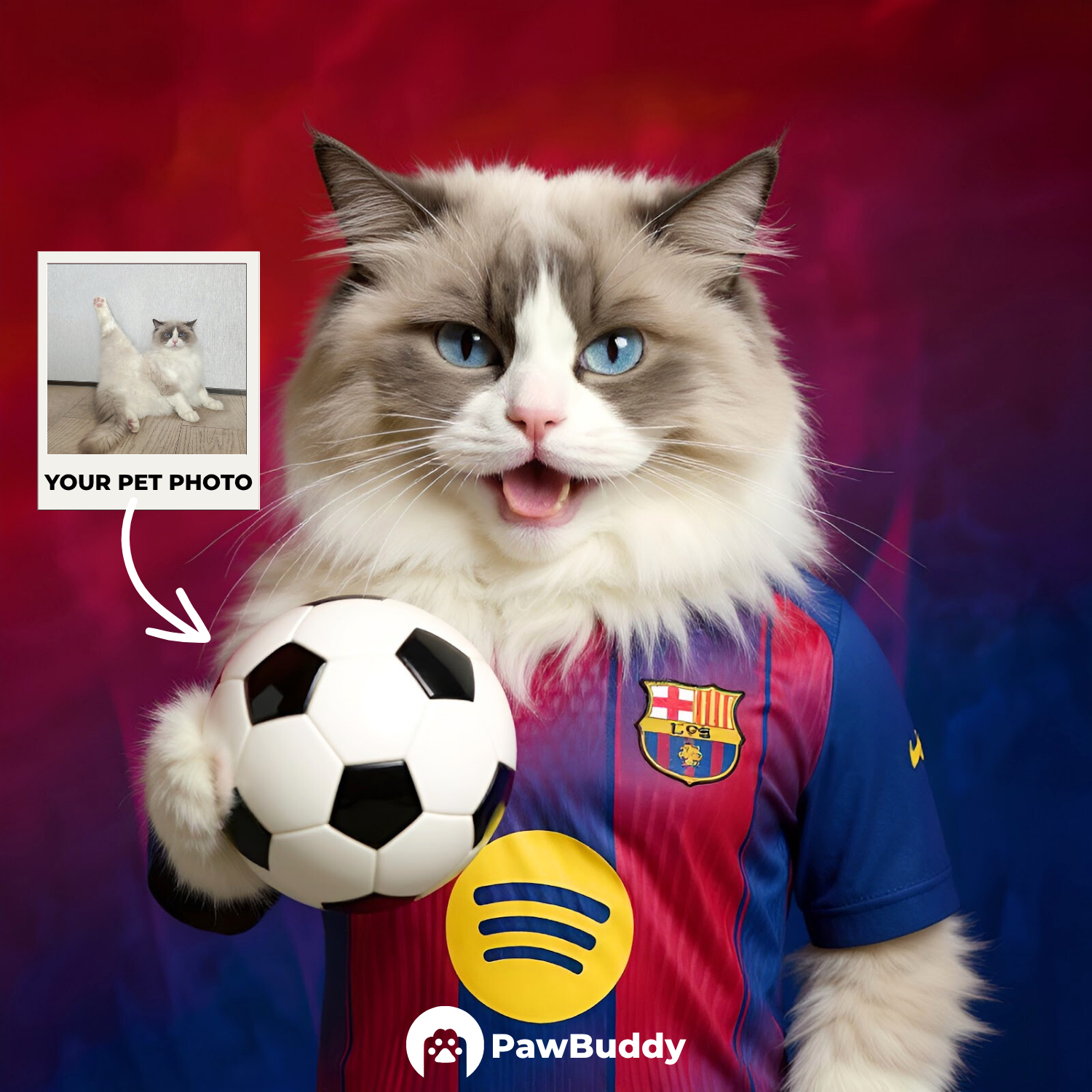 Custom Pet Portrait Soccer Superstar Digital Artwork - Personalized High-Resolution Artwork for Pet Lovers, Perfect for Online Sharing or as a Unique Sport-Themed Keepsake