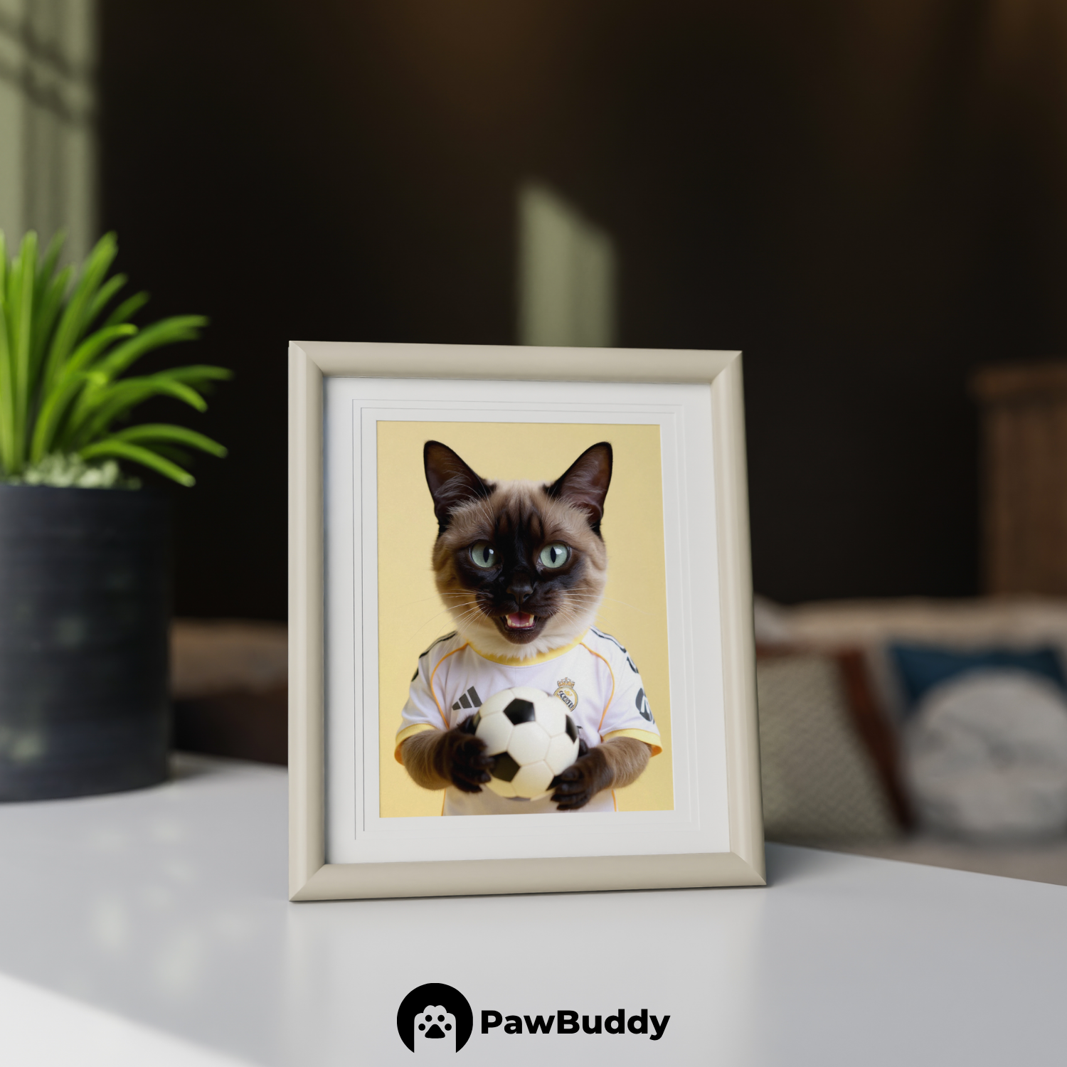 Custom Pet Poster Elegant White Victory Portrait – Personalized High-Resolution Matte Print for Wall Art, Home Decor, or Unique Gifts for Pet Lovers (Frame Not Included)