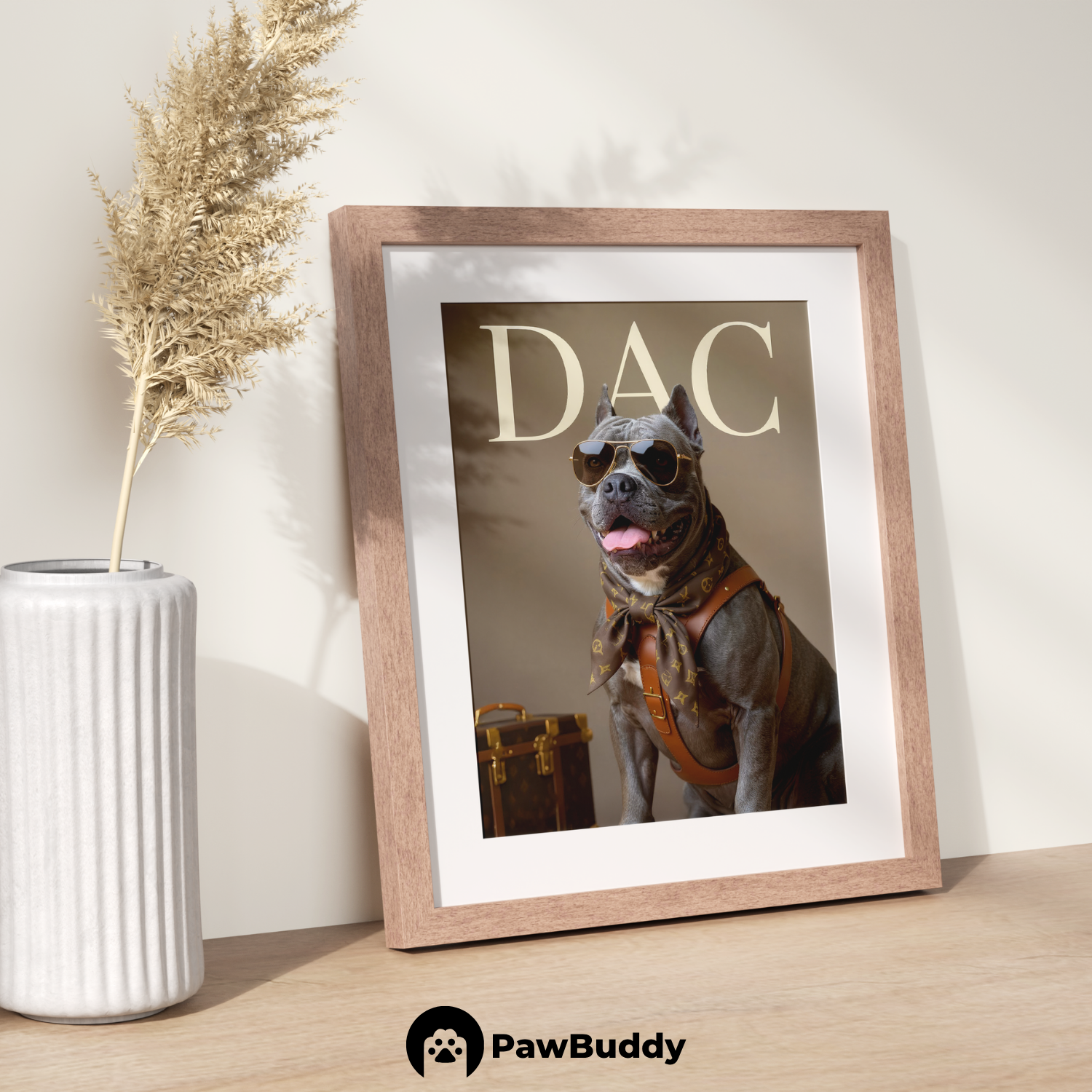 Custom Pet Poster Luxury Jetsetter Portrait – Personalized High-Resolution Matte Print for Wall Art, Home Decor, or Unique Gifts for Pet Lovers (Frame Not Included)