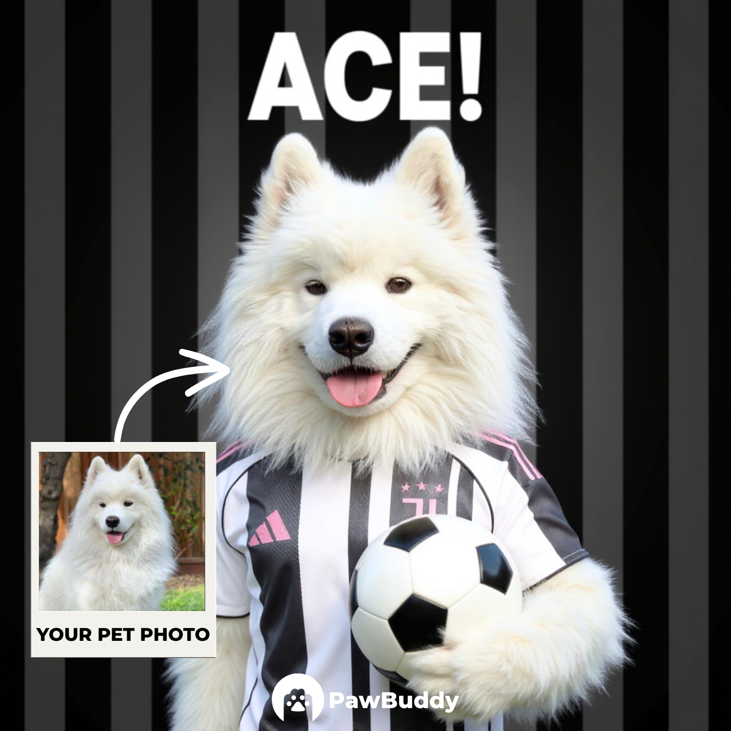 Custom Pet Portrait Soccer Superstar Digital Artwork - Personalized High-Resolution Artwork for Pet Lovers, Perfect for Online Sharing or as a Unique Sport-Themed Keepsake