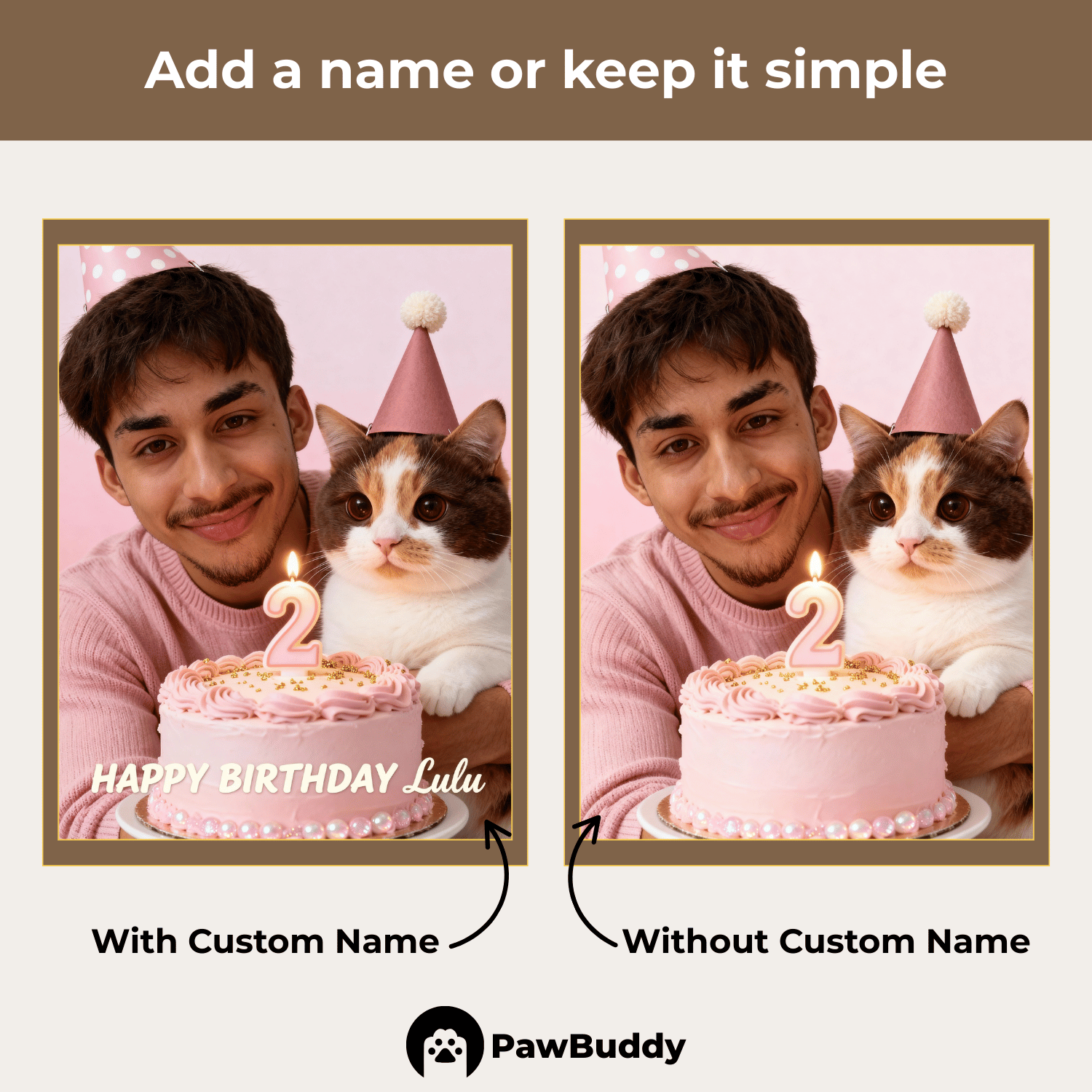 Custom Human & Pet Portrait Birthday Pink Studio Theme Digital Artwork - Personalized High Resolution Artwork for Pet Lovers, Perfect for Online Sharing or as a Unique Birthday Keepsake