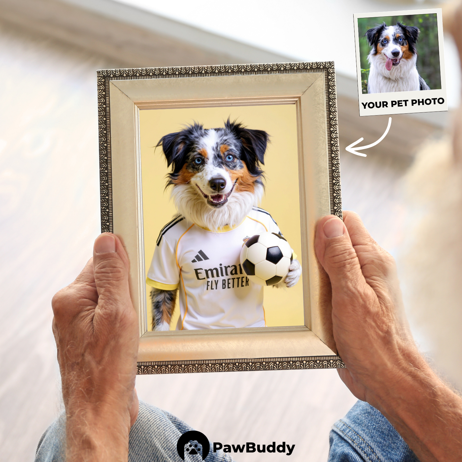 Custom Pet Poster Elegant White Victory Portrait – Personalized High-Resolution Matte Print for Wall Art, Home Decor, or Unique Gifts for Pet Lovers (Frame Not Included)