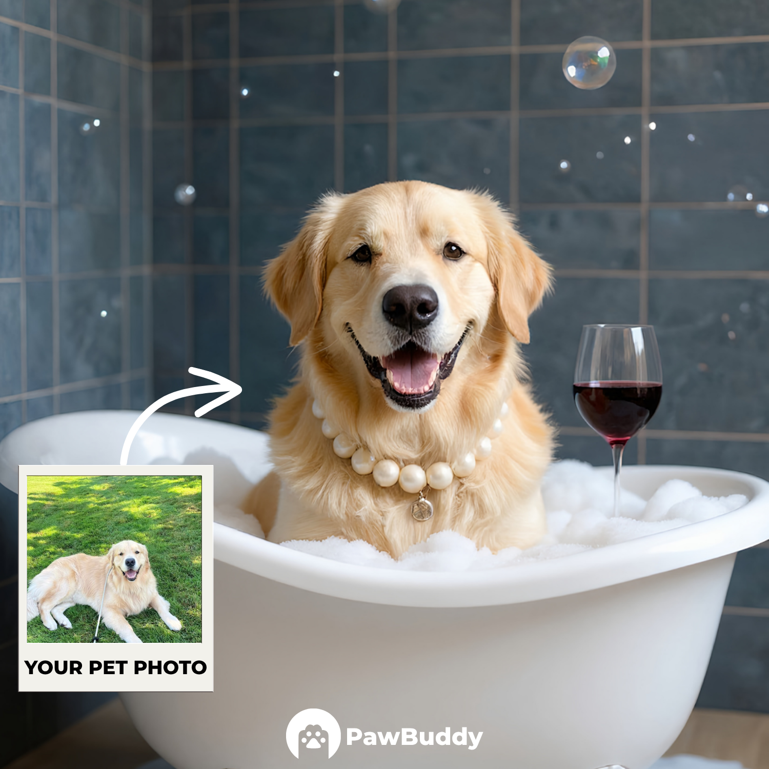 Custom Pet Portrait Luxurious Relax Spa Digital Artwork - Personalized High-Resolution Artwork for Pet Lovers, Perfect for Online Sharing or as a Unique Luxury-Themed Keepsake