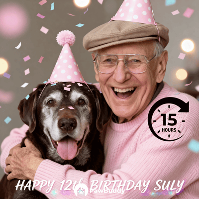 Custom Human & Pet Portrait Blush Party Birthday Theme Digital Artwork - Personalized High Resolution Artwork for Pet Lovers, Perfect for Online Sharing or as a Unique Birthday Keepsake