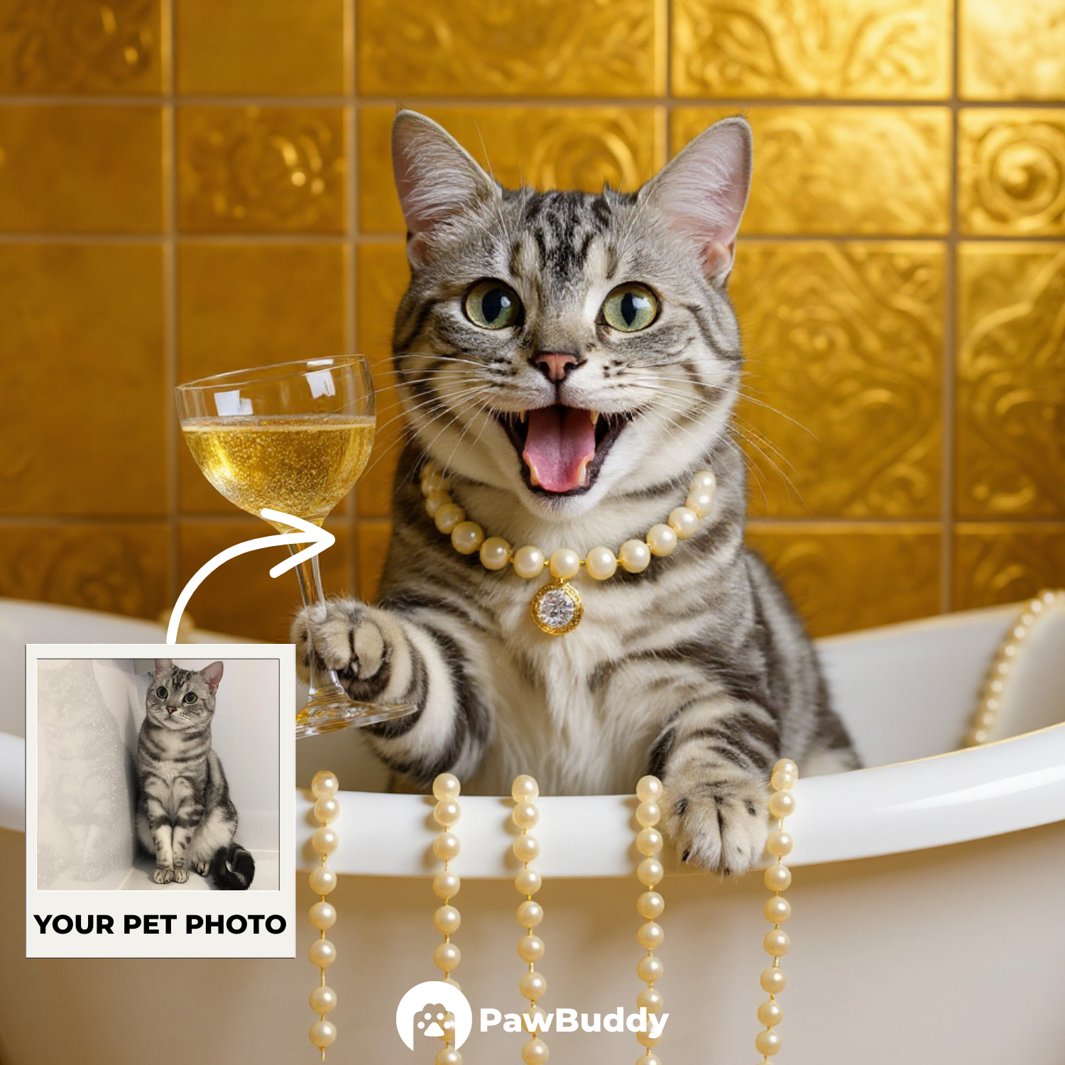Custom Pet Portrait Luxurious Relax Spa Digital Artwork - Personalized High-Resolution Artwork for Pet Lovers, Perfect for Online Sharing or as a Unique Luxury-Themed Keepsake