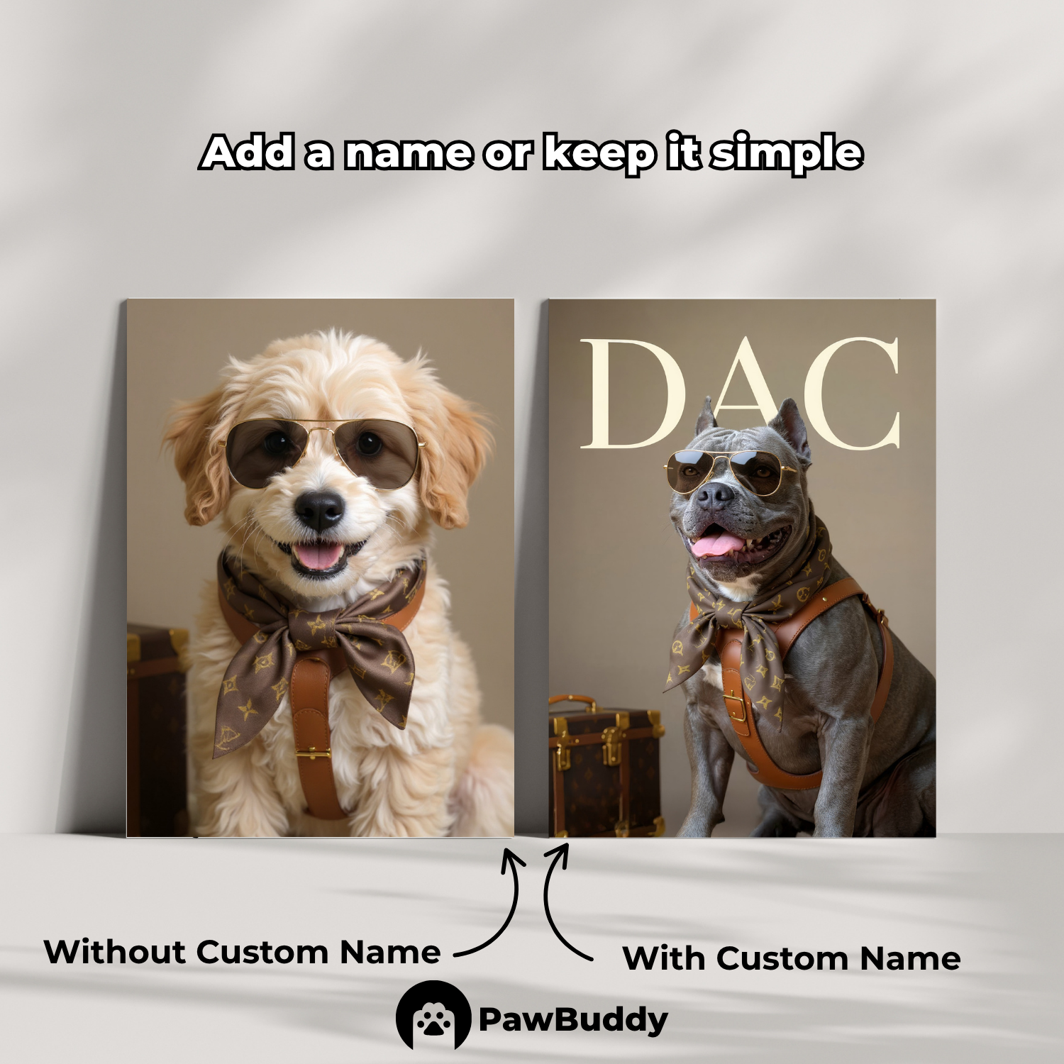 Custom Pet Poster Luxury Jetsetter Portrait – Personalized High-Resolution Matte Print for Wall Art, Home Decor, or Unique Gifts for Pet Lovers (Frame Not Included)