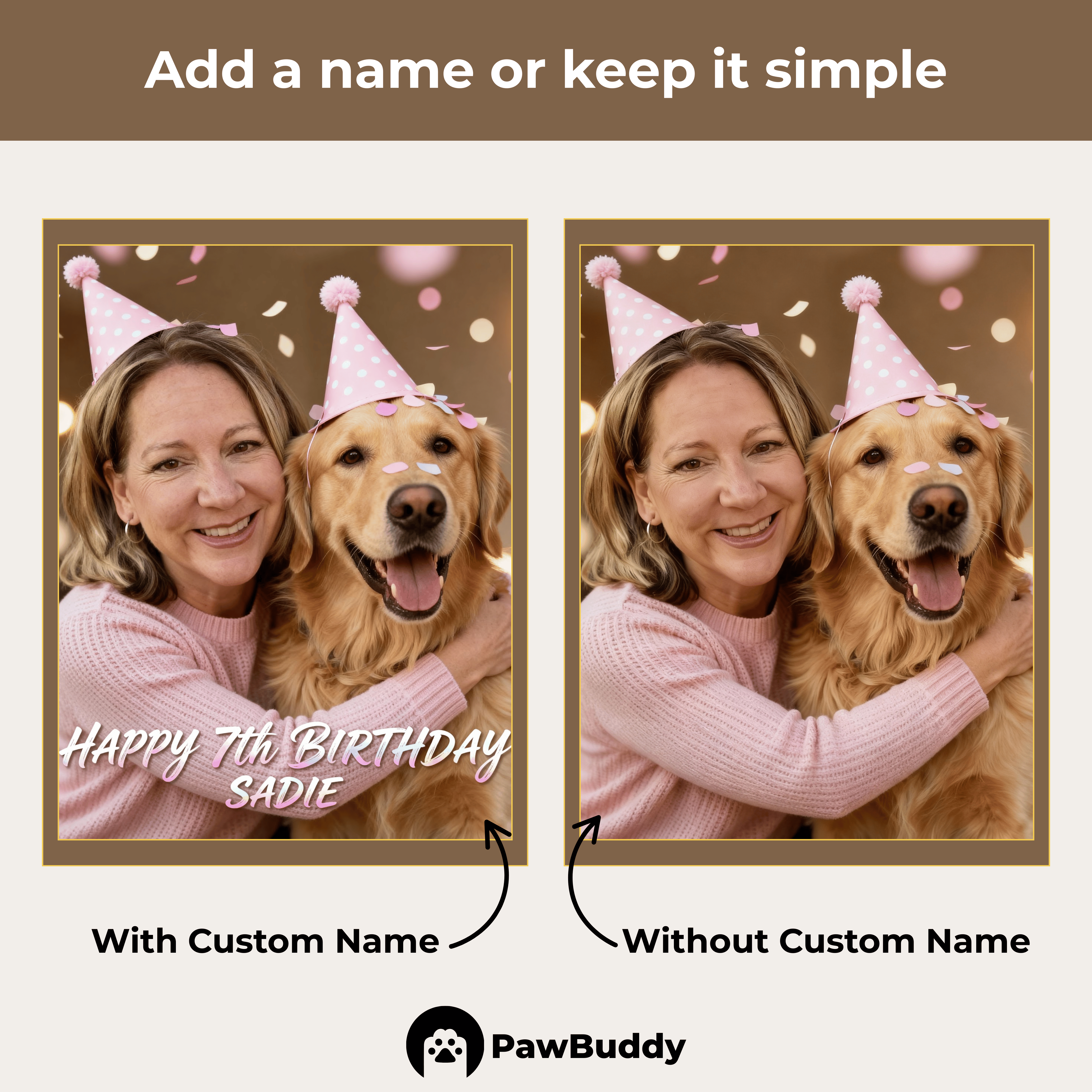 Custom Human & Pet Portrait Blush Party Birthday Theme Digital Artwork - Personalized High Resolution Artwork for Pet Lovers, Perfect for Online Sharing or as a Unique Birthday Keepsake