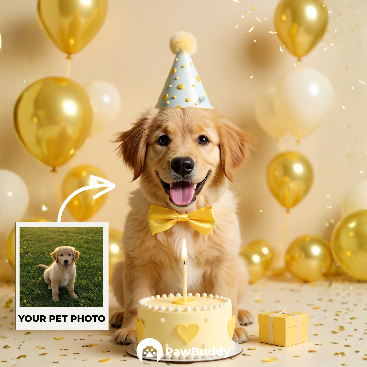 Custom Pet Portrait Sunshine Spark Birthday Style Digital Artwork - Personalized High-Resolution Artwork for Pet Lovers, Perfect for Online Sharing or as a Unique Celebration-Themed Keepsake