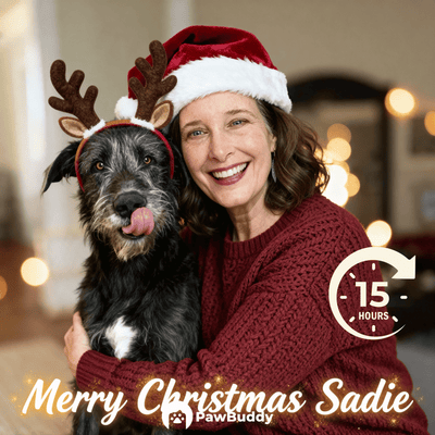 Custom Human & Pet Portrait Christmas Memory Digital Artwork - Personalized High Resolution Artwork for Pet Lovers, Perfect for Online Sharing or as a Unique Holiday Keepsake