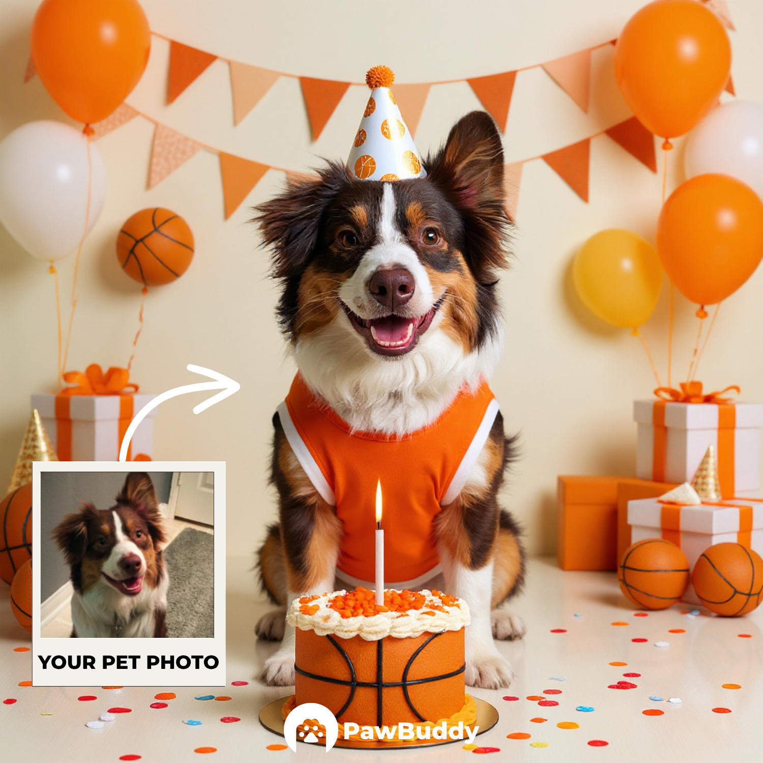 Custom Pet Portrait Slam Dunk Birthday Basketball Style Digital Artwork - Personalized High-Resolution Artwork for Pet Lovers, Perfect for Online Sharing or as a Unique Sports-Themed Keepsake