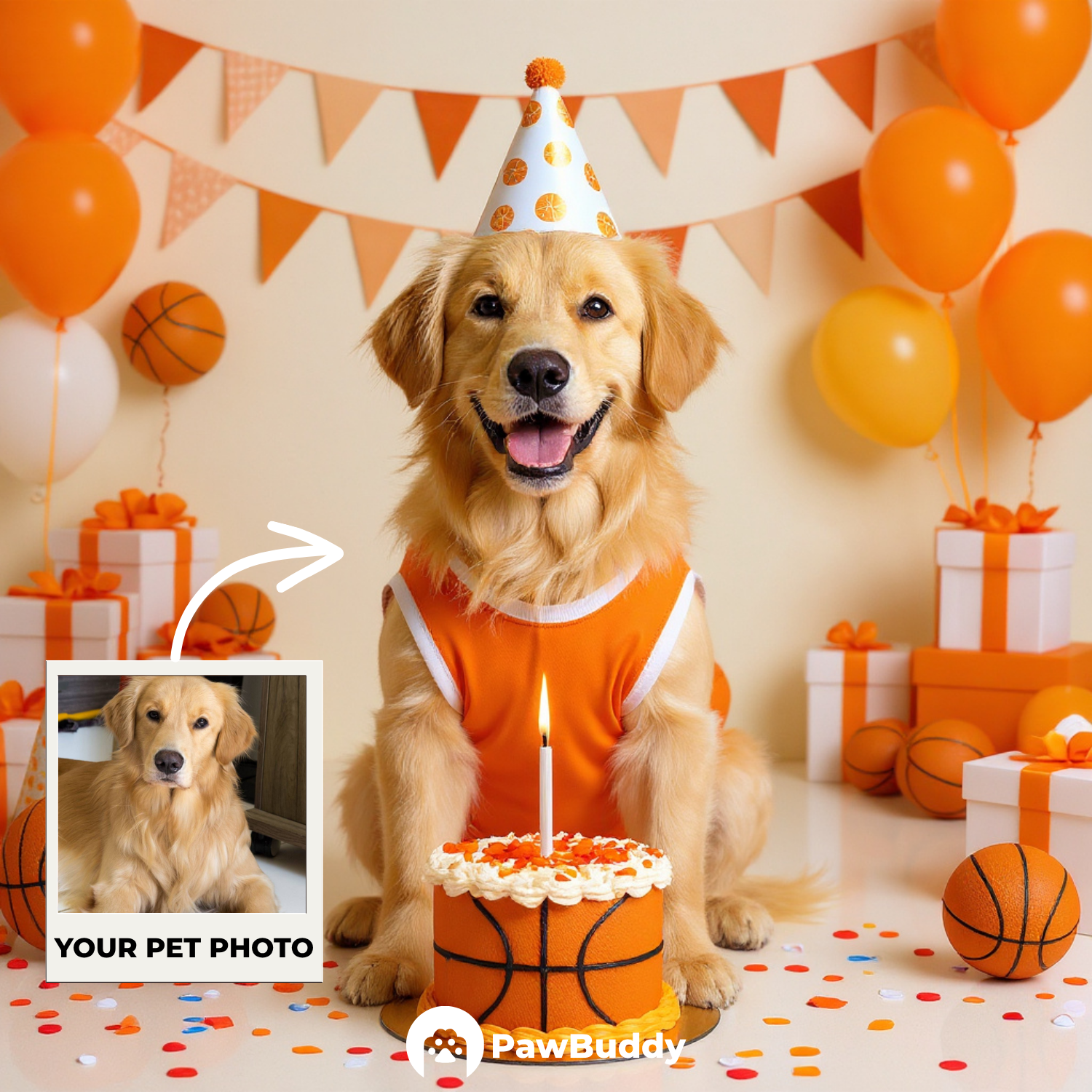 Custom Pet Portrait Slam Dunk Birthday Basketball Style Digital Artwork - Personalized High-Resolution Artwork for Pet Lovers, Perfect for Online Sharing or as a Unique Sports-Themed Keepsake
