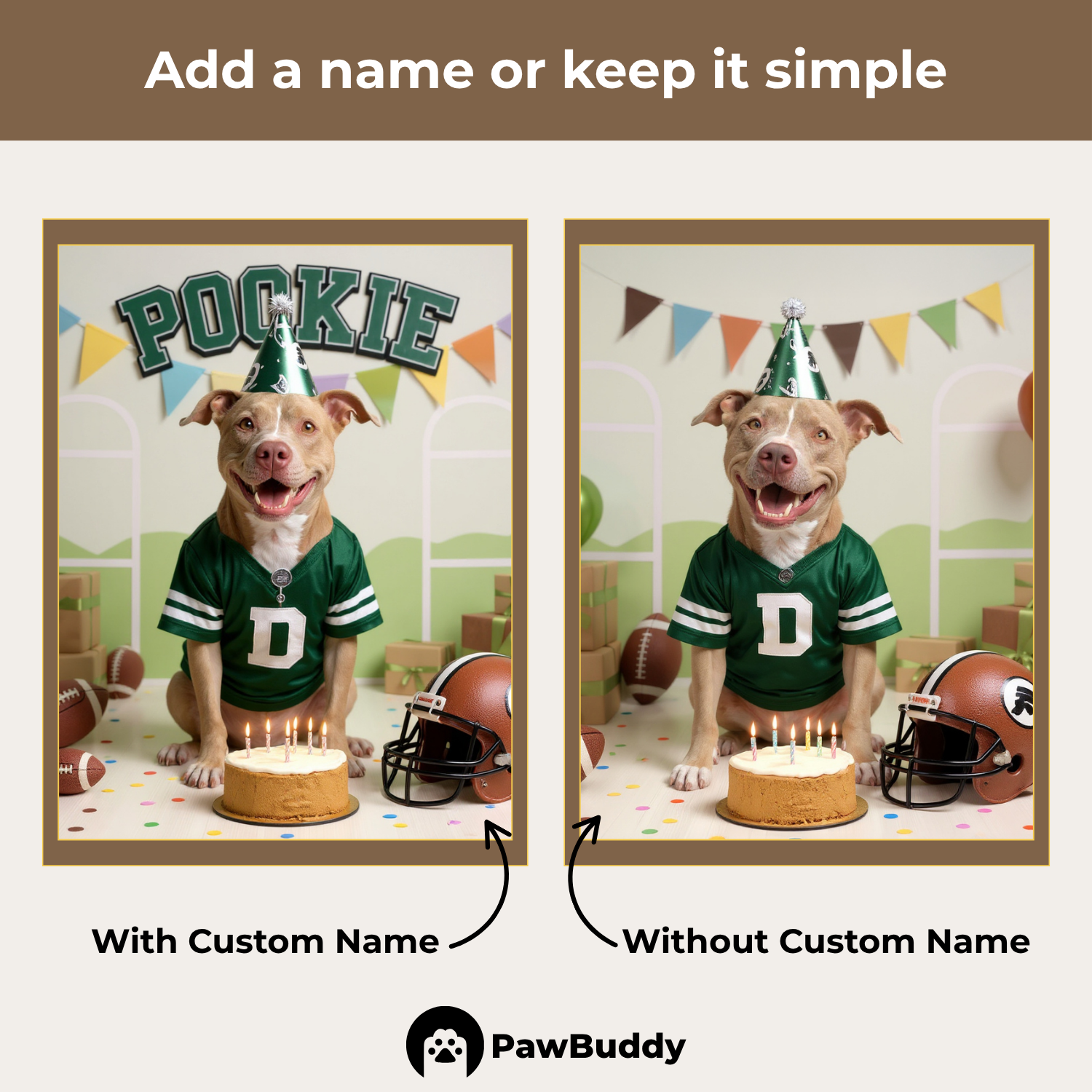 Custom Pet Portrait Touchdown Birthday Football Style Digital Artwork - Personalized High-Resolution Artwork for Pet Lovers, Perfect for Online Sharing or as a Unique Sports-Themed Keepsake