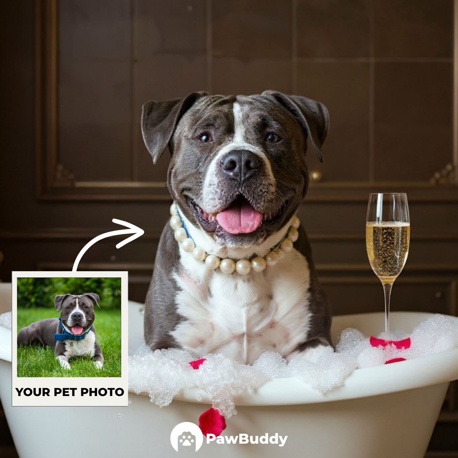 Custom Pet Portrait Luxurious Relax Spa Digital Artwork - Personalized High-Resolution Artwork for Pet Lovers, Perfect for Online Sharing or as a Unique Luxury-Themed Keepsake