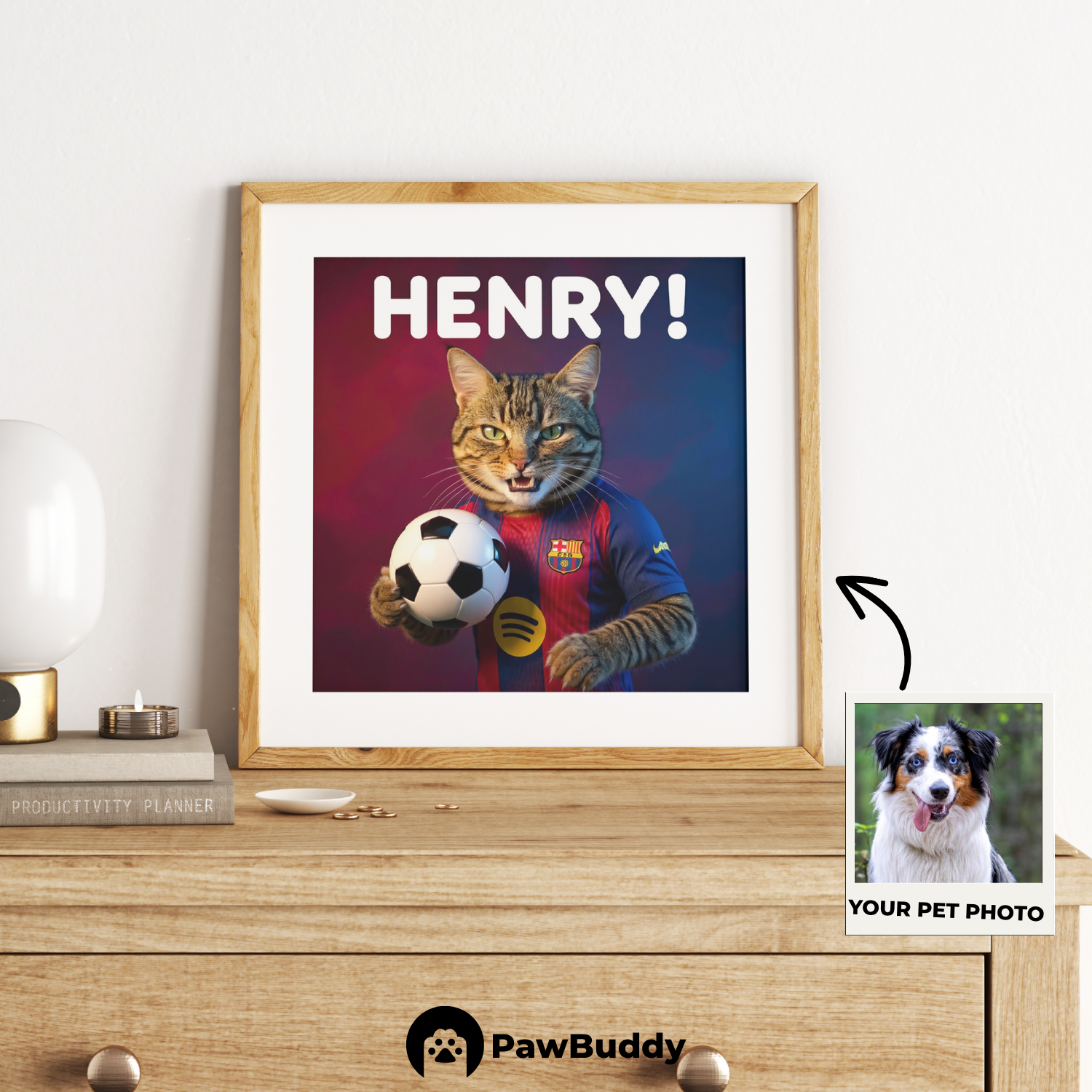 Custom Pet Poster Bold Blue-Red Spirit Portrait – Personalized High-Resolution Matte Print for Wall Art, Home Decor, or Unique Gifts for Pet Lovers (Frame Not Included)