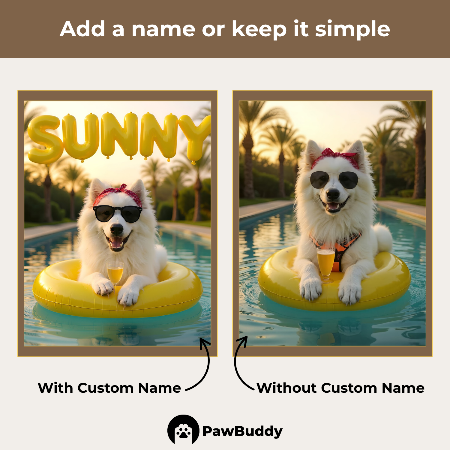 Custom Pet Portrait Golden Sunset Chill Pool Style Digital Artwork - Personalized High-Resolution Artwork for Pet Lovers, Perfect for Online Sharing or as a Unique Summer-Themed Keepsake