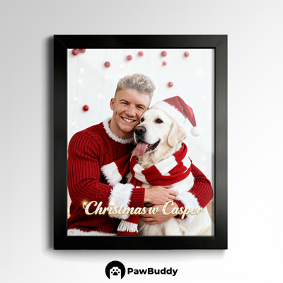 Custom Human & Pet Poster Merry Holiday Cheer Portrait – Personalized High-Resolution Matte Print for Wall Art, Home Decor, or Unique Christmas Gifts for Pet Lovers (Frame Not Included)