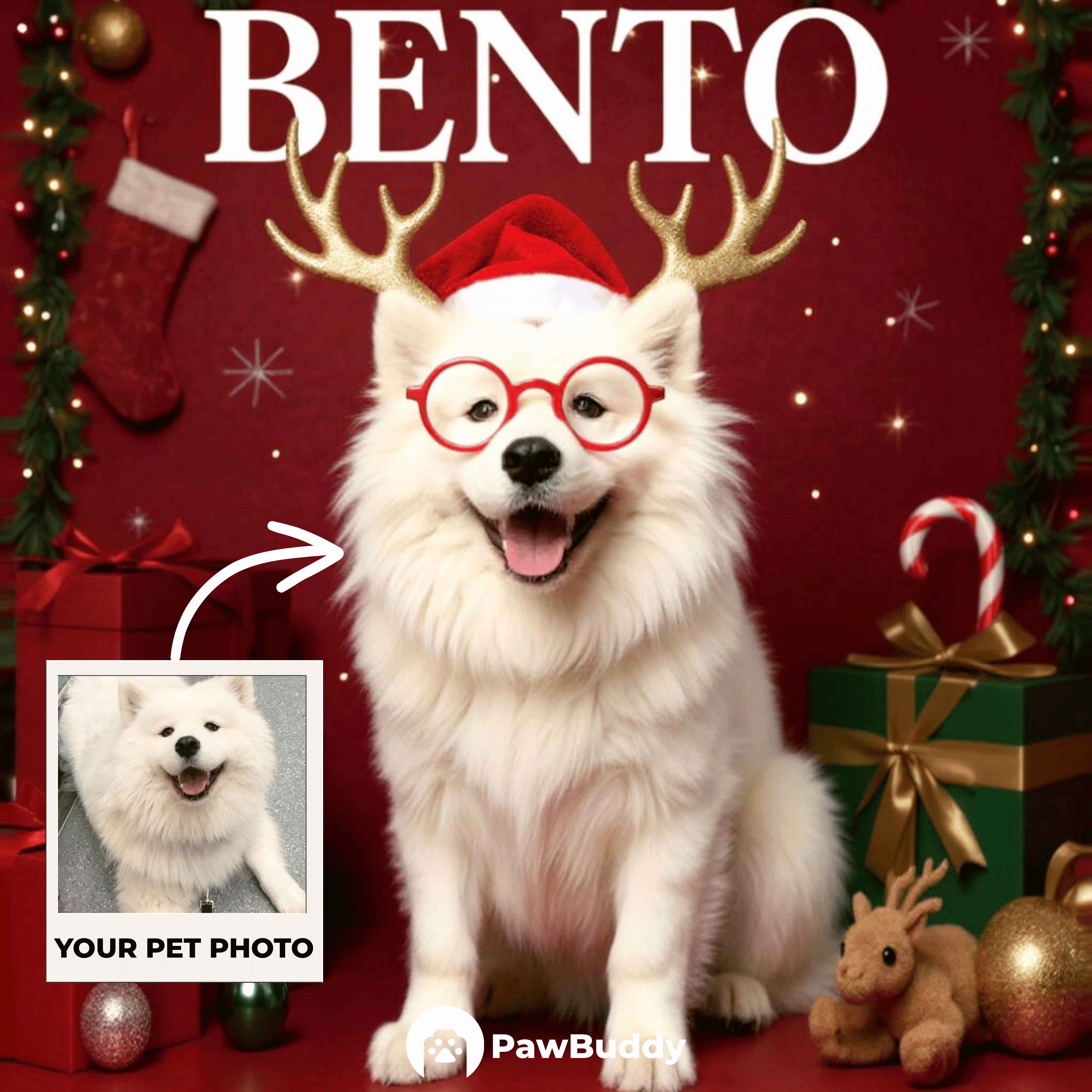 Custom Pet Portrait Festive Red Christmas Style Digital Artwork – Personalized High-Resolution Artwork for Pet Lovers, Perfect for Online Sharing or as a Unique Holiday Keepsake