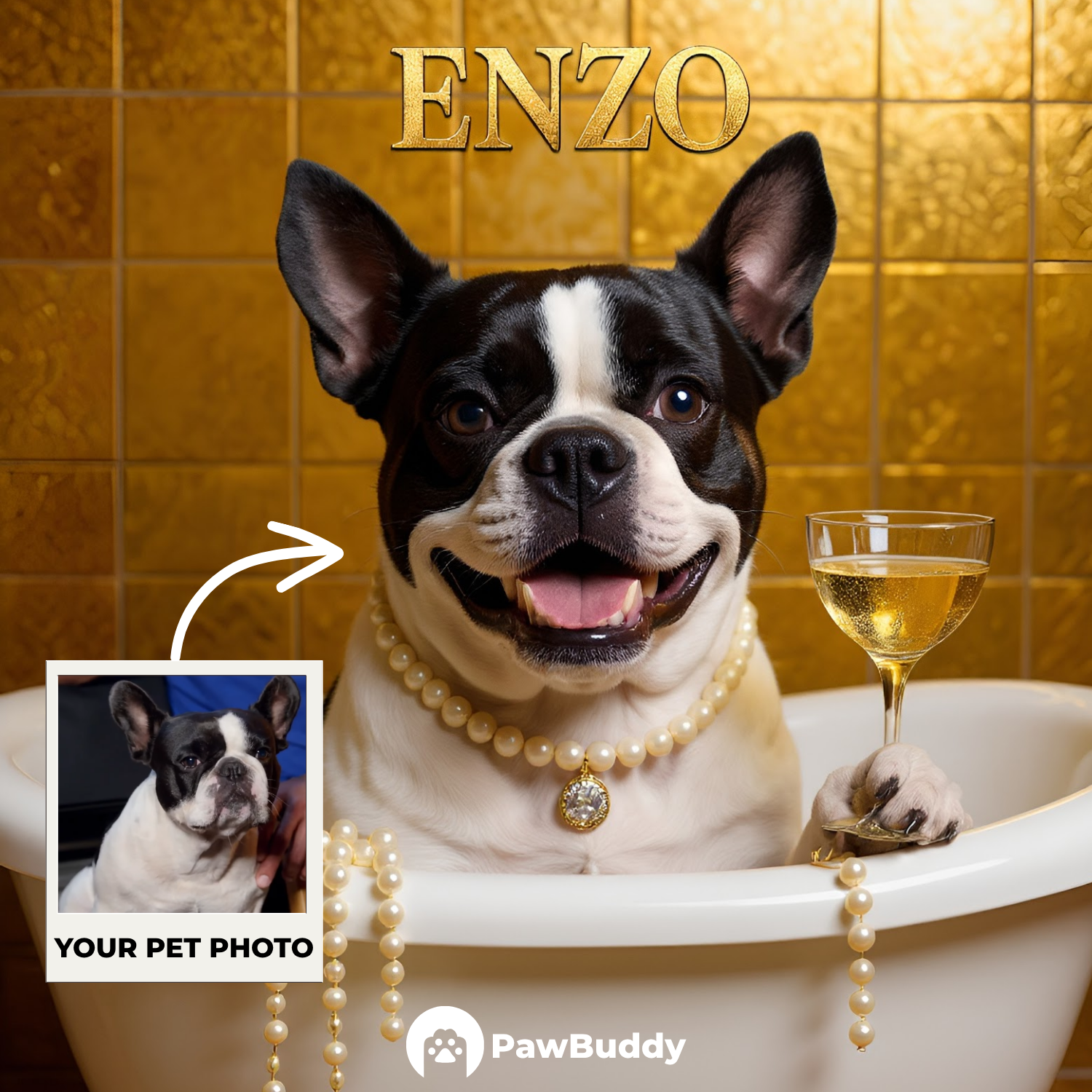 Custom Pet Portrait Luxurious Relax Spa Digital Artwork - Personalized High-Resolution Artwork for Pet Lovers, Perfect for Online Sharing or as a Unique Luxury-Themed Keepsake