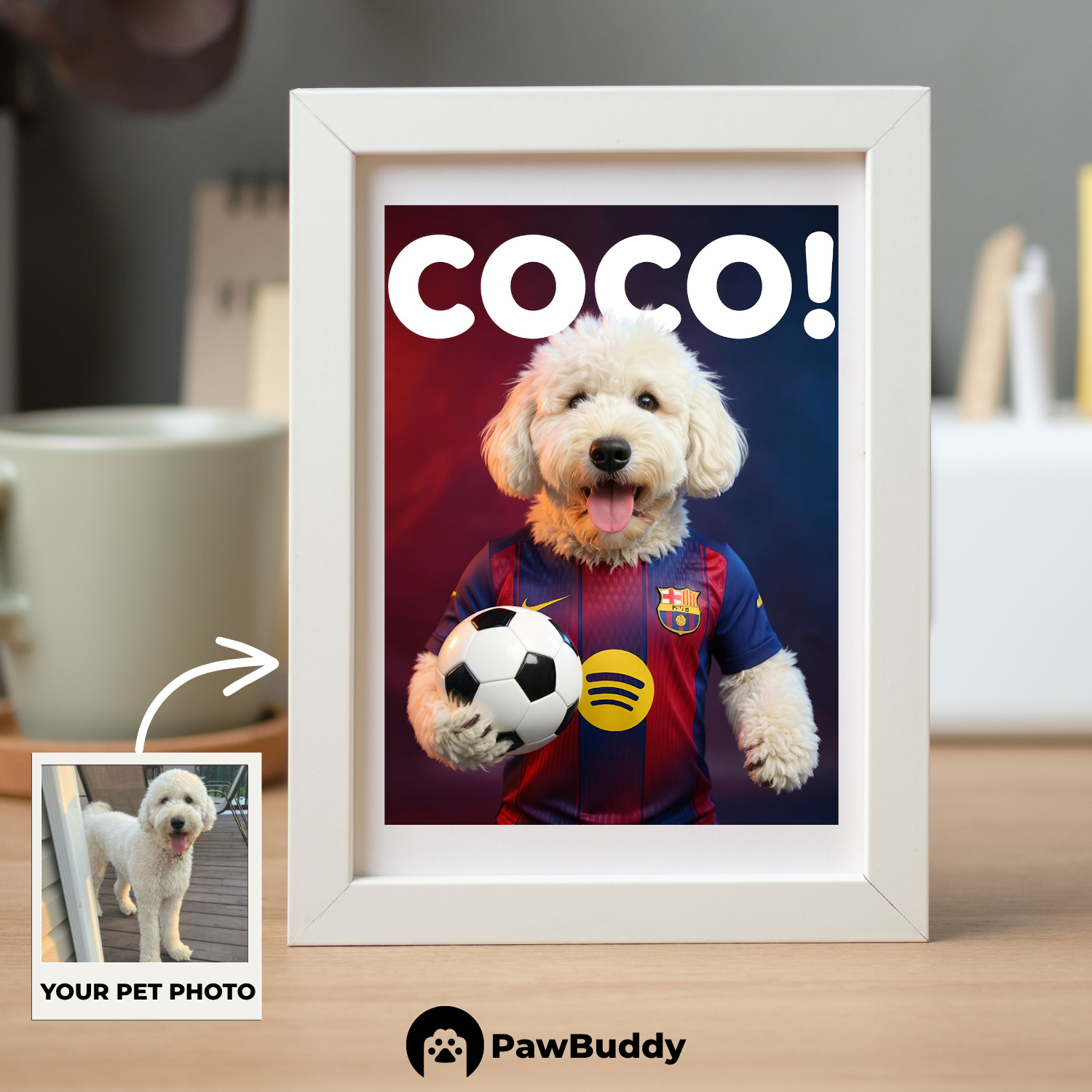 Custom Pet Poster Bold Blue-Red Spirit Portrait – Personalized High-Resolution Matte Print for Wall Art, Home Decor, or Unique Gifts for Pet Lovers (Frame Not Included)