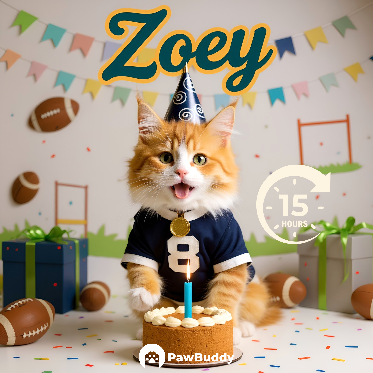 Custom Pet Portrait Game Day Birthday Rugby Style Digital Artwork - Personalized High-Resolution Artwork for Pet Lovers, Perfect for Online Sharing or as a Unique Sports-Themed Keepsake