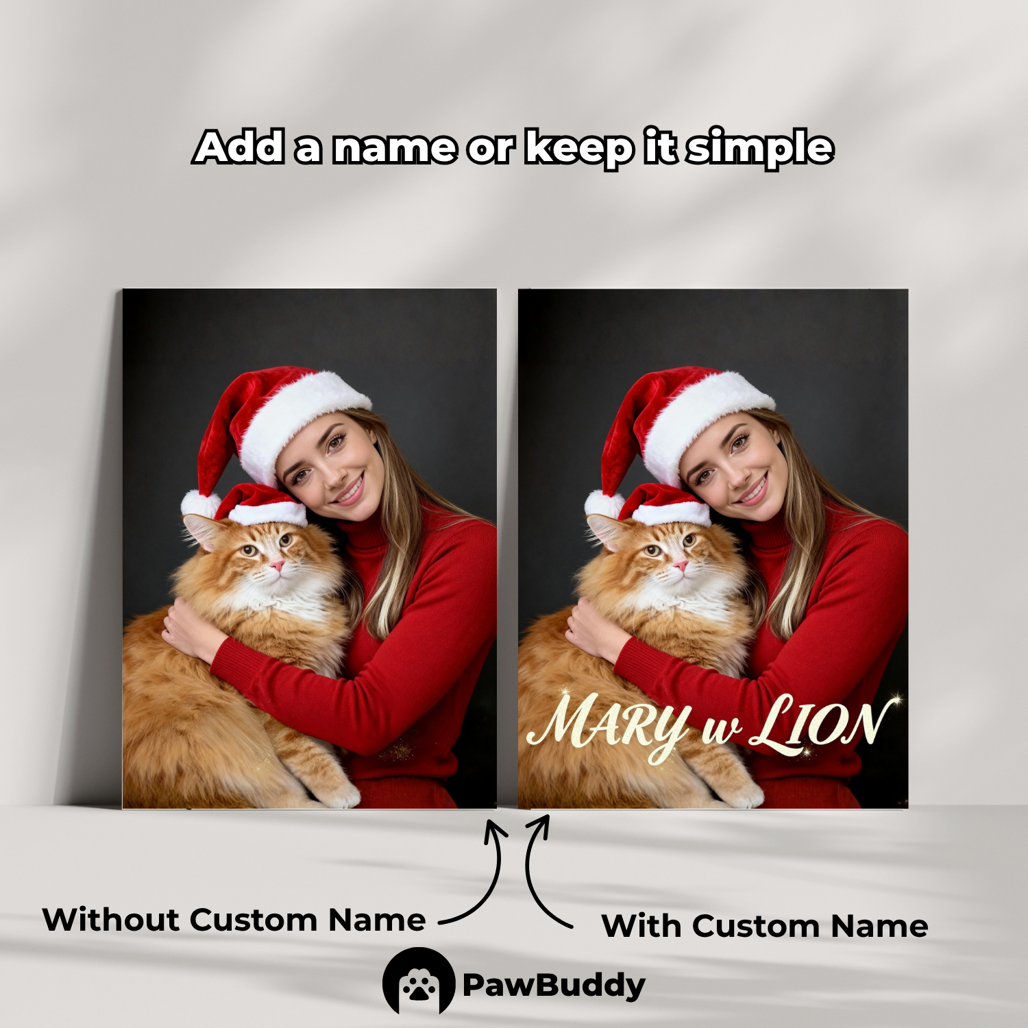 Custom Human & Pet Poster Cozy Christmas Duo Portrait – Personalized High-Resolution Matte Print for Wall Art, Home Decor, or Unique Holiday Gifts for Pet Lovers (Frame Not Included)