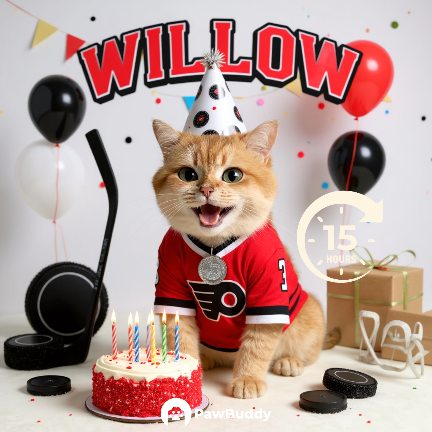 Custom Pet Portrait Ice Champ Birthday Hockey Style Digital Artwork - Personalized High-Resolution Artwork for Pet Lovers, Perfect for Online Sharing or as a Unique Sports-Themed Keepsake