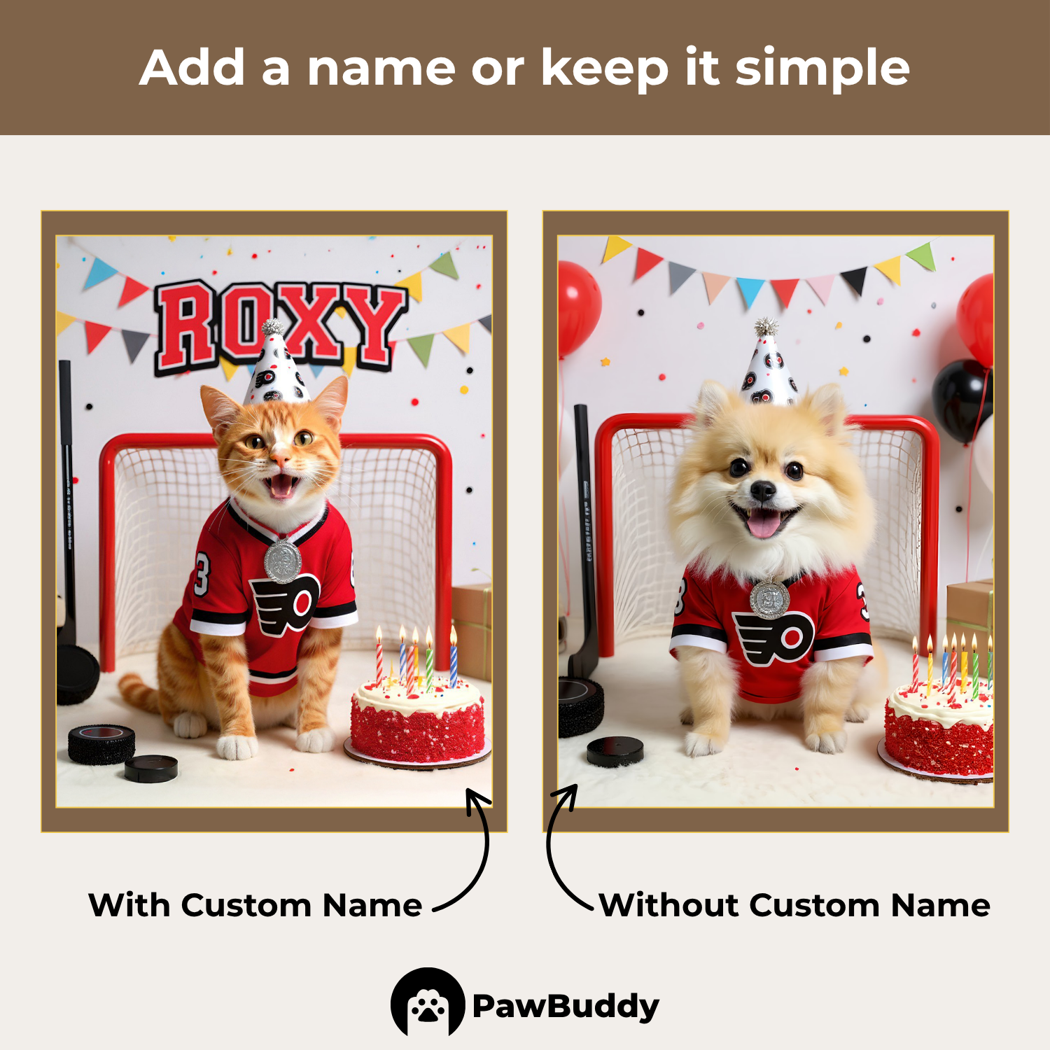 Custom Pet Portrait Ice Champ Birthday Hockey Style Digital Artwork - Personalized High-Resolution Artwork for Pet Lovers, Perfect for Online Sharing or as a Unique Sports-Themed Keepsake