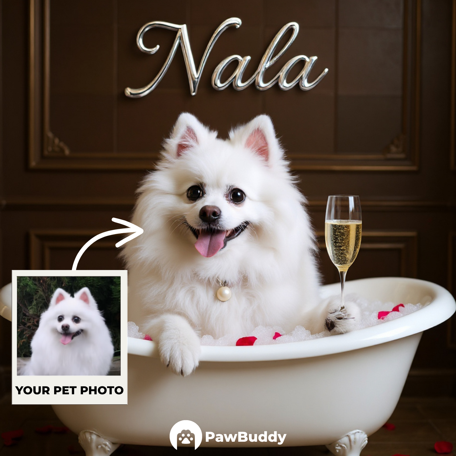 Custom Pet Portrait Luxurious Relax Spa Digital Artwork - Personalized High-Resolution Artwork for Pet Lovers, Perfect for Online Sharing or as a Unique Luxury-Themed Keepsake