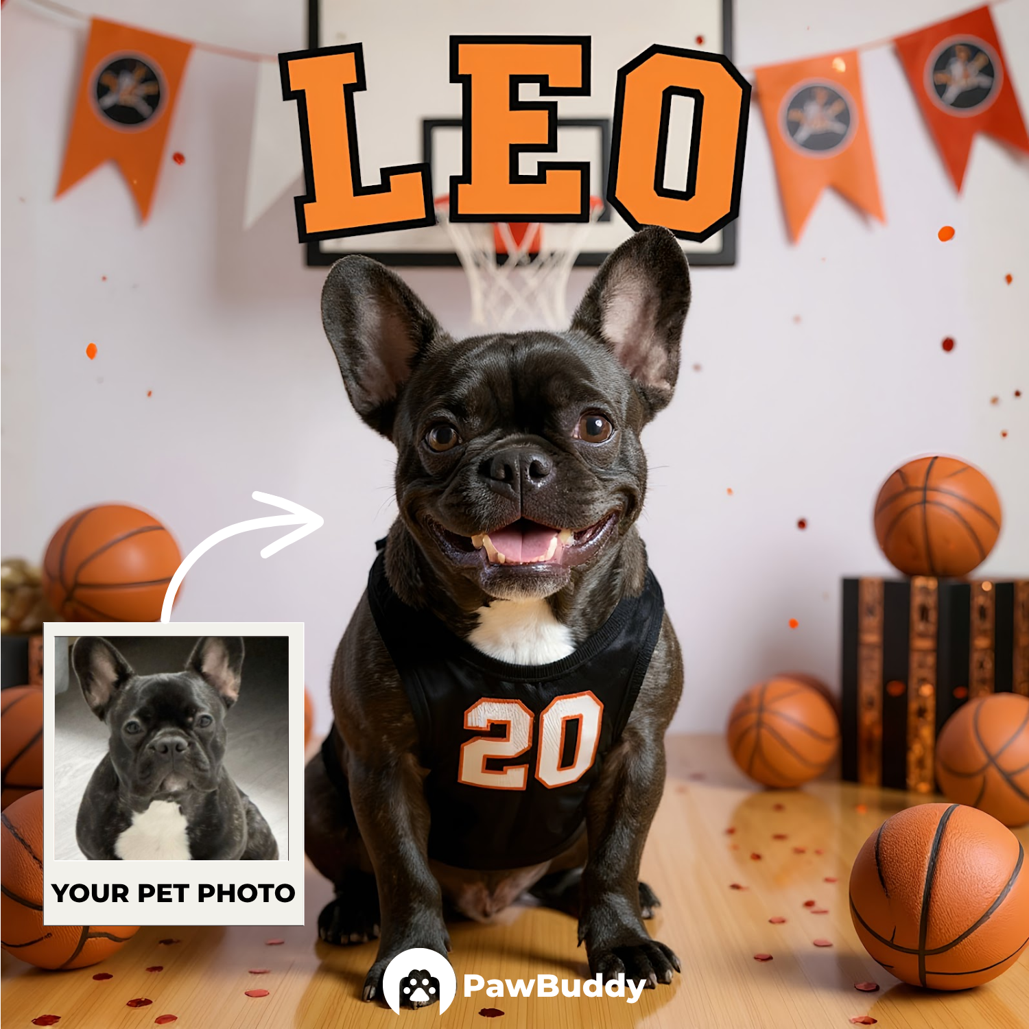 Custom Pet Portrait Classic Court Basketball Style Digital Artwork - Personalized High-Resolution Artwork for Pet Lovers, Perfect for Online Sharing or as a Unique Sports-Themed Keepsake