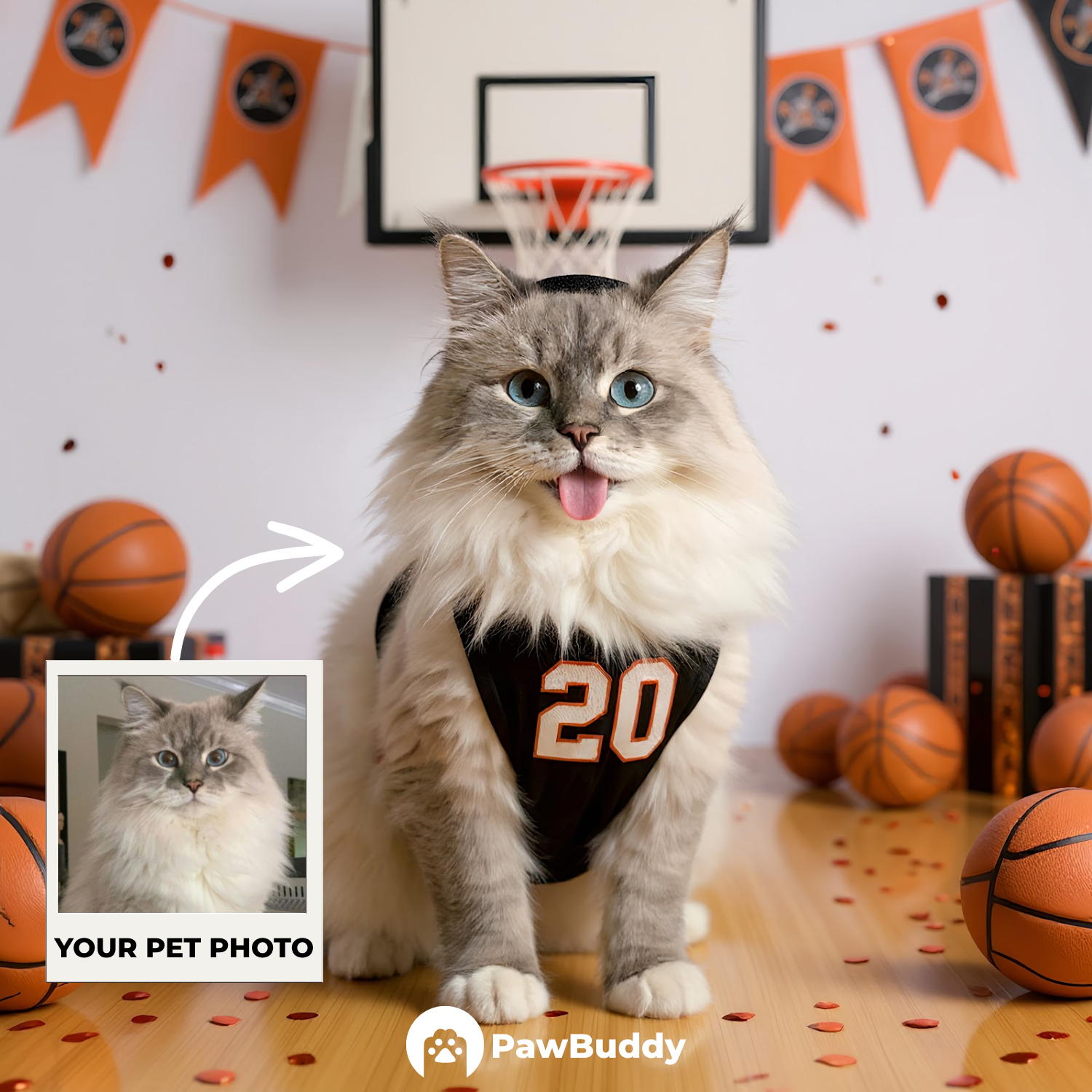 Custom Pet Portrait Classic Court Basketball Style Digital Artwork - Personalized High-Resolution Artwork for Pet Lovers, Perfect for Online Sharing or as a Unique Sports-Themed Keepsake