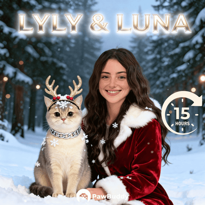 Custom Human & Pet Portrait Snowy Holiday Magic Digital Artwork - Personalized High-Resolution Artwork for Pet Lovers, Perfect for Online Sharing or as a Unique Holiday Keepsake