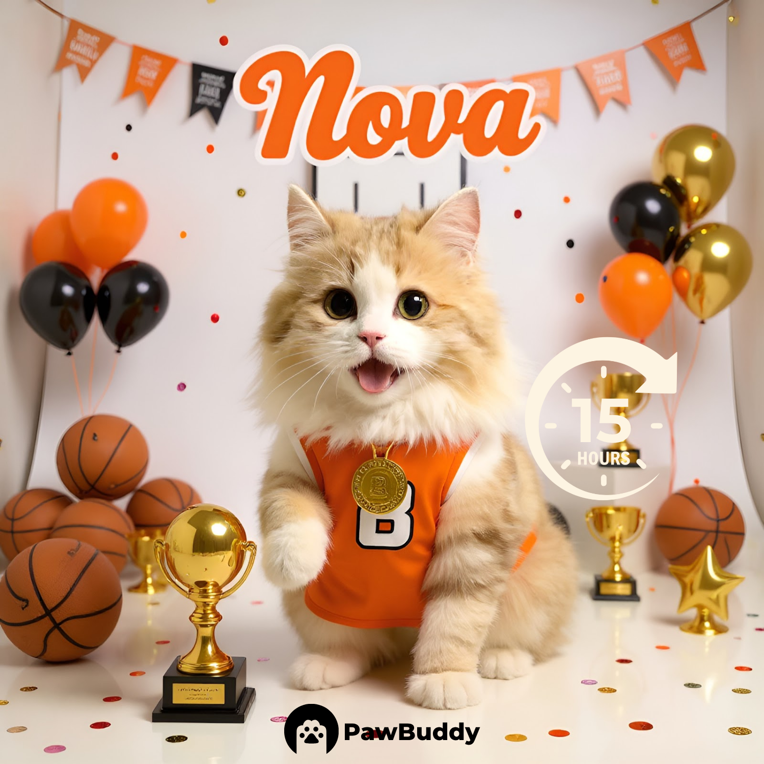 Custom Pet Portrait Victory Celebration Basketball Style Digital Artwork - Personalized High-Resolution Artwork for Pet Lovers, Perfect for Online Sharing or as a Unique Sports-Themed Keepsake