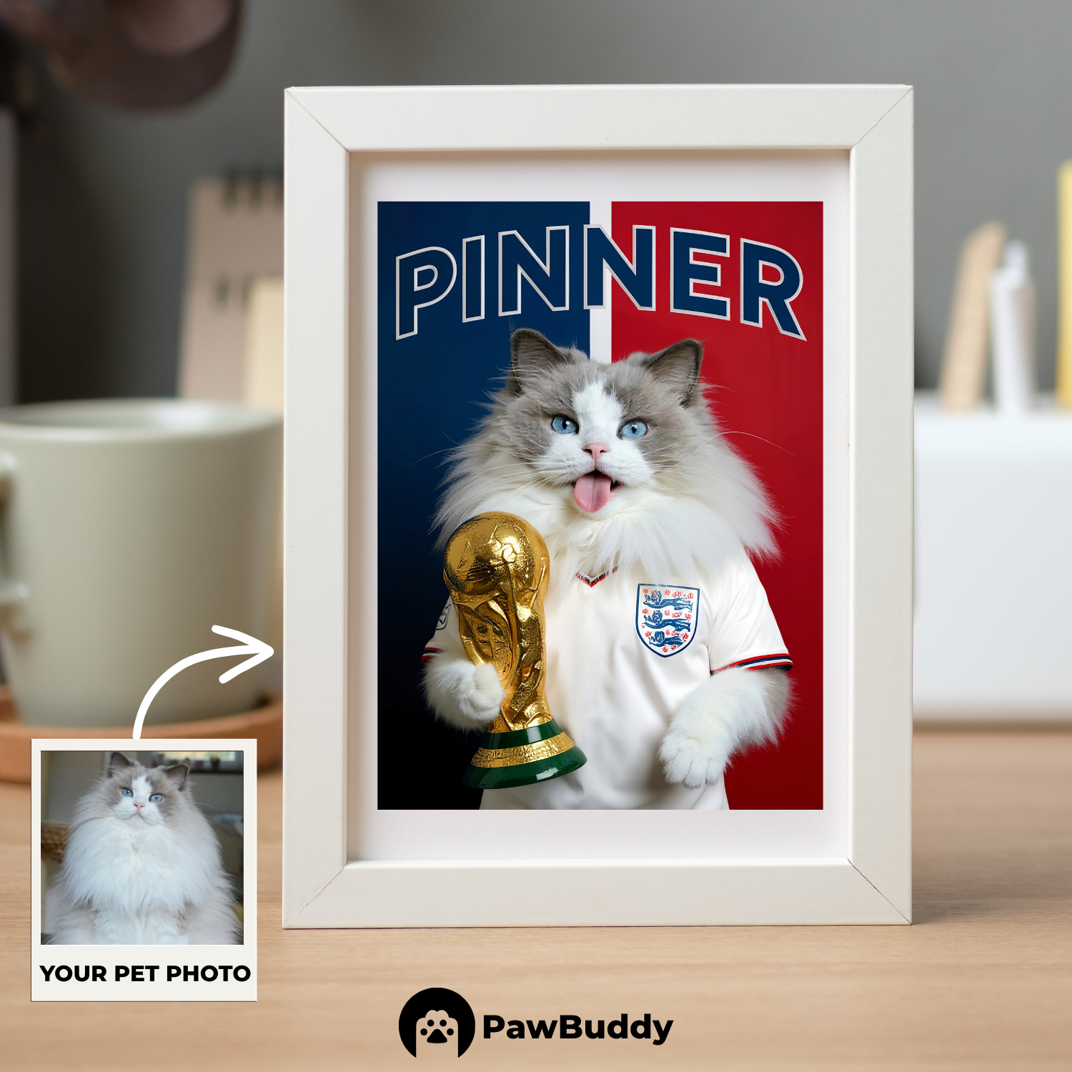 Custom Pet Poster Champion Soccer Portrait – Personalized High-Resolution Matte Print for Wall Art, Home Decor, or Unique Gifts for Pet Lovers (Frame Not Included)