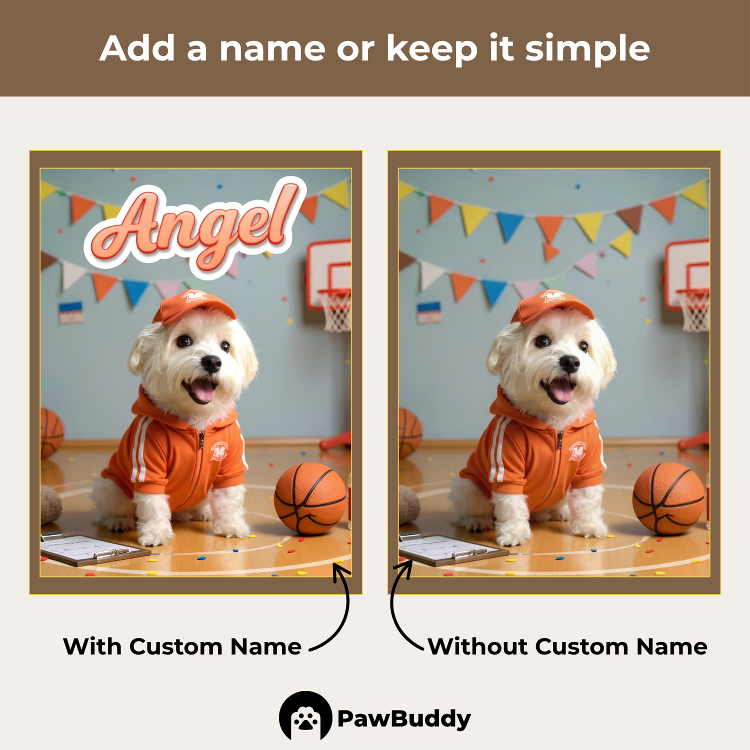 Custom Pet Portrait Coach on Court Basketball Style Digital Artwork - Personalized High-Resolution Artwork for Pet Lovers, Perfect for Online Sharing or as a Unique Sports-Themed Keepsake