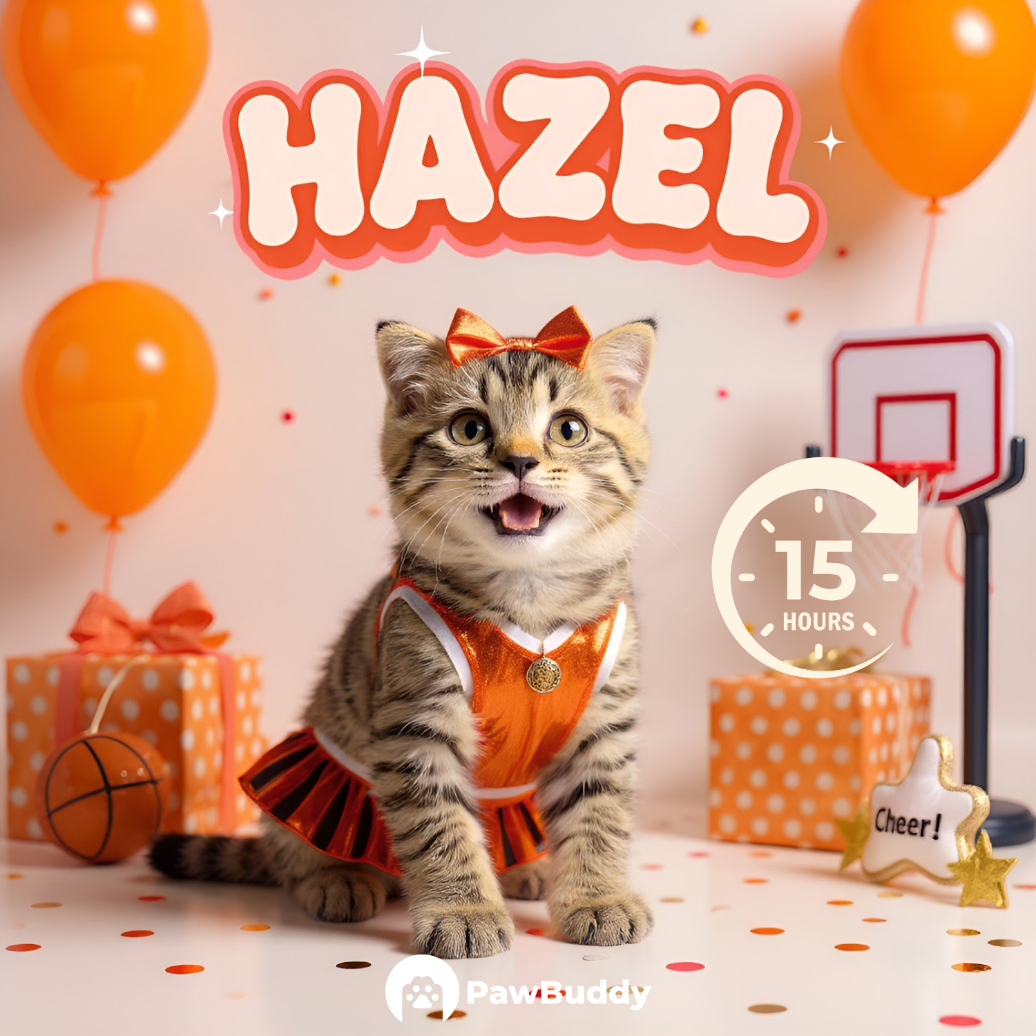 Custom Pet Portrait Cheerleader Spirit Basketball Style Digital Artwork - Personalized High-Resolution Artwork for Pet Lovers, Perfect for Online Sharing or as a Unique Sports-Themed Keepsake