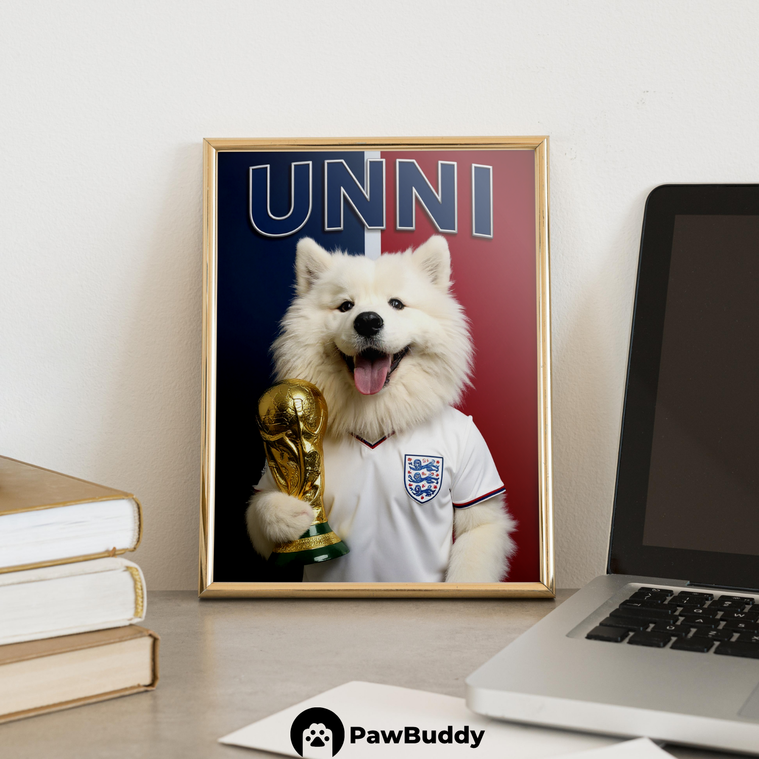 Custom Pet Poster Champion Soccer Portrait – Personalized High-Resolution Matte Print for Wall Art, Home Decor, or Unique Gifts for Pet Lovers (Frame Not Included)