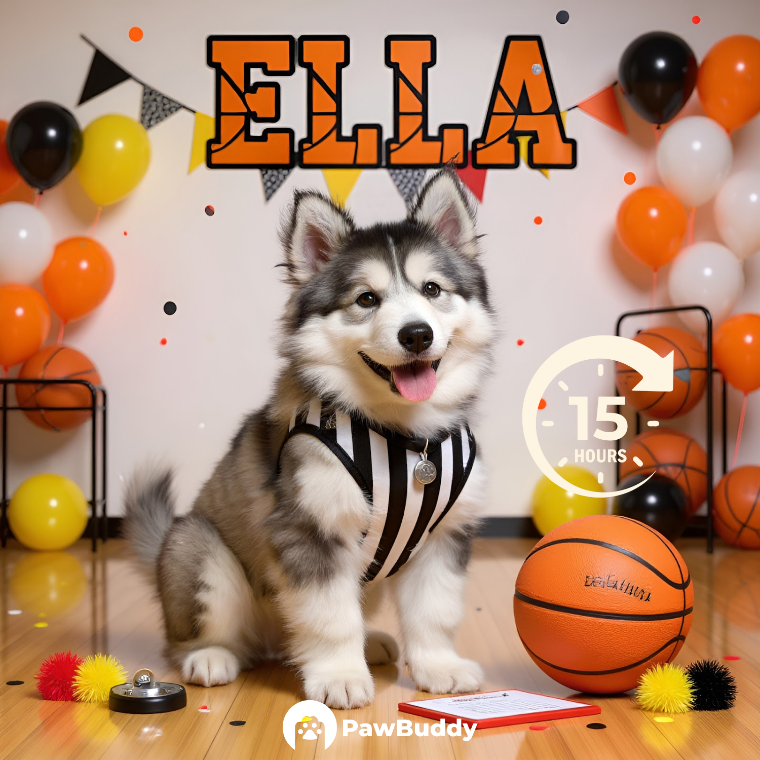 Custom Pet Portrait Referee Star Basketball Style Digital Artwork - Personalized High-Resolution Artwork for Pet Lovers, Perfect for Online Sharing or as a Unique Sports-Themed Keepsake